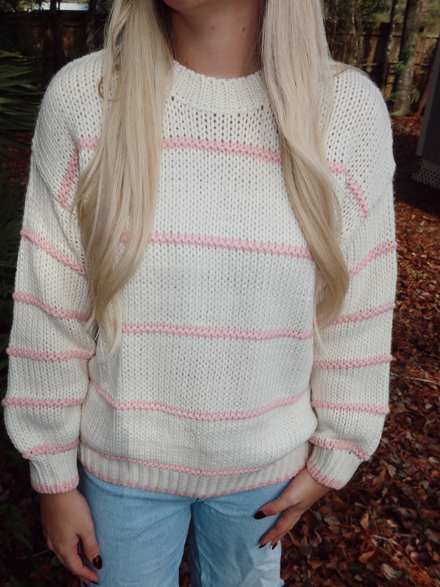 Ivory Blush Striped Sweater