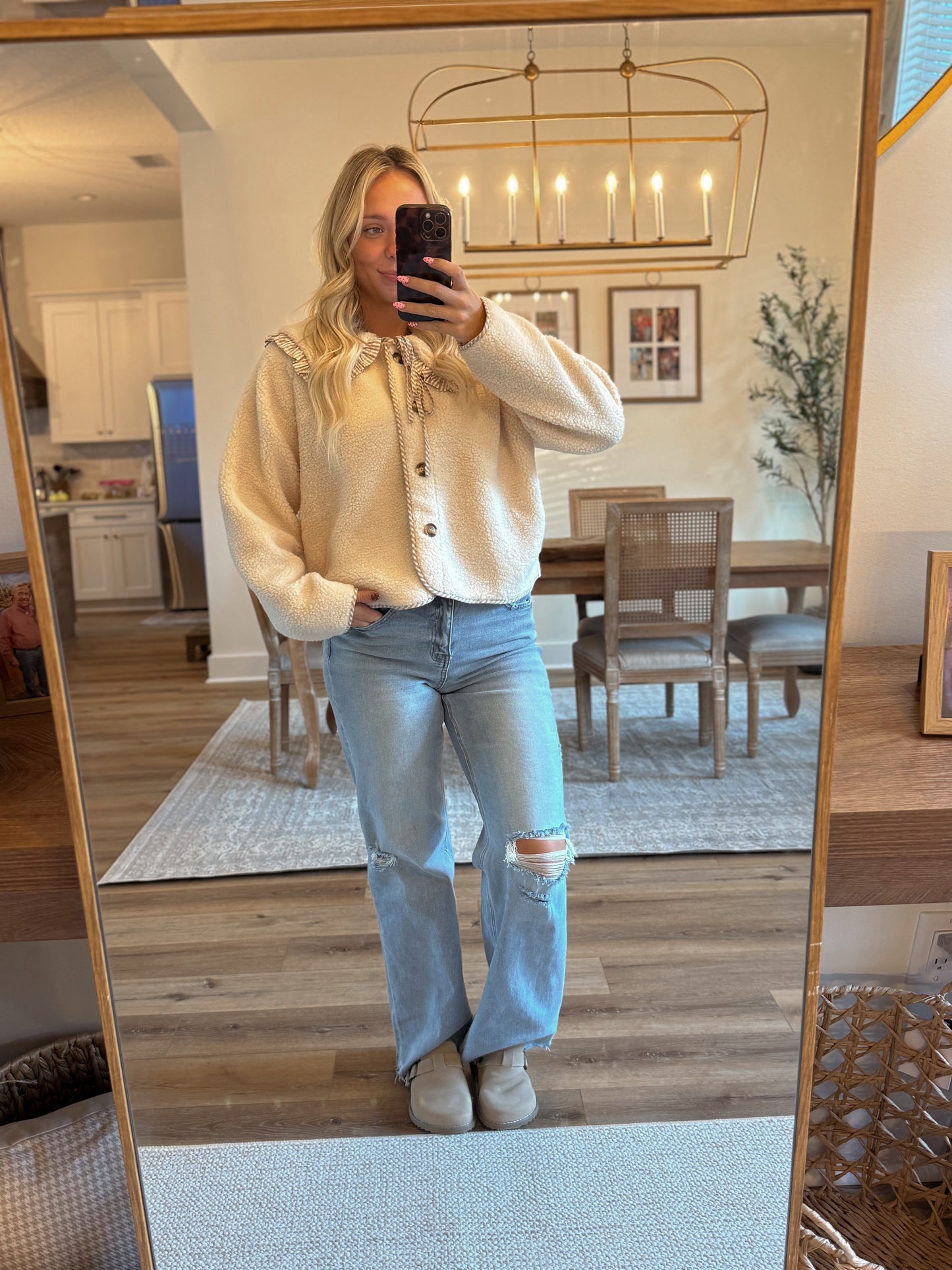 Latte Collard Fleece Jacket