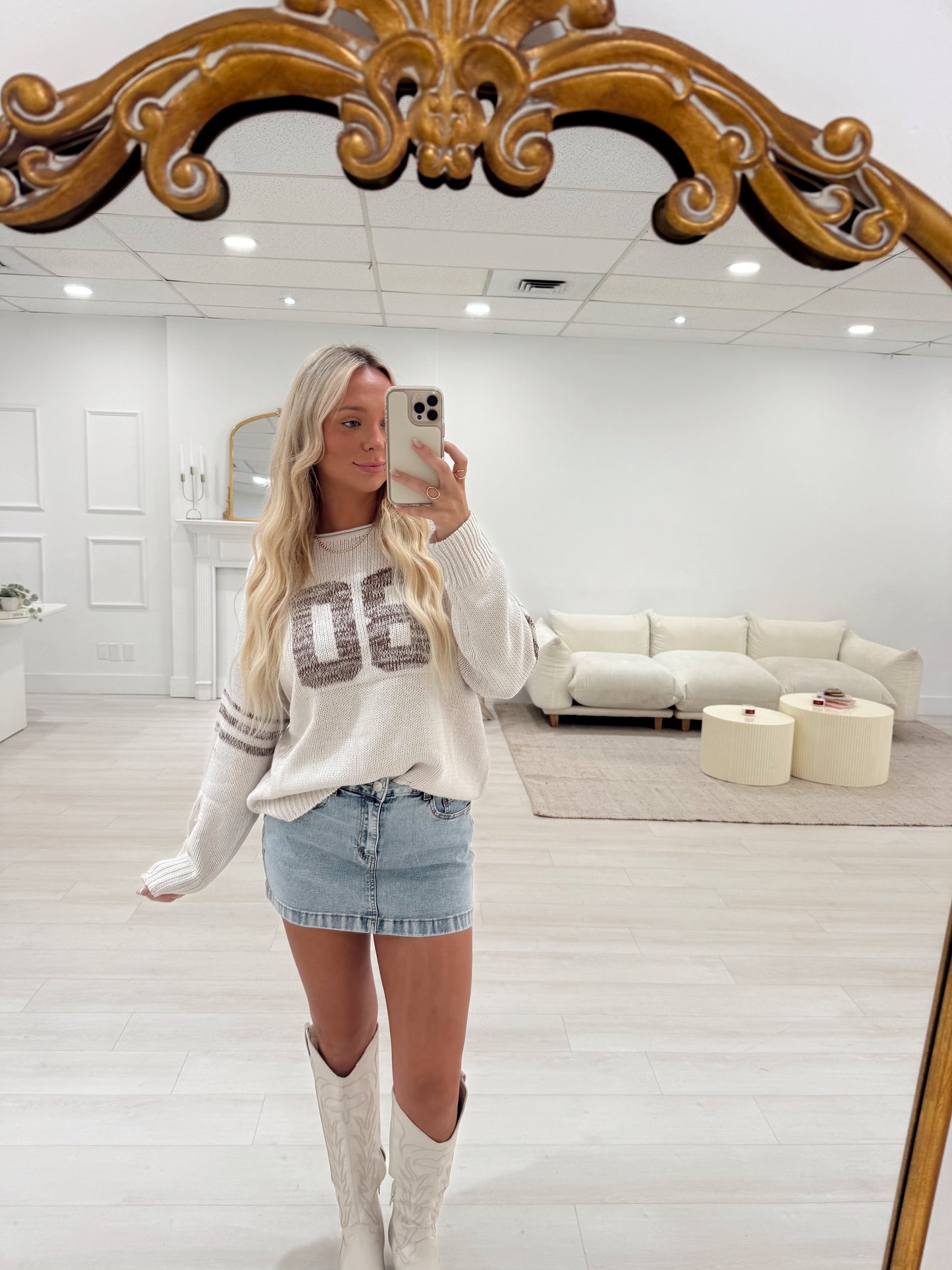 Oatmeal Distressed Sweater Top