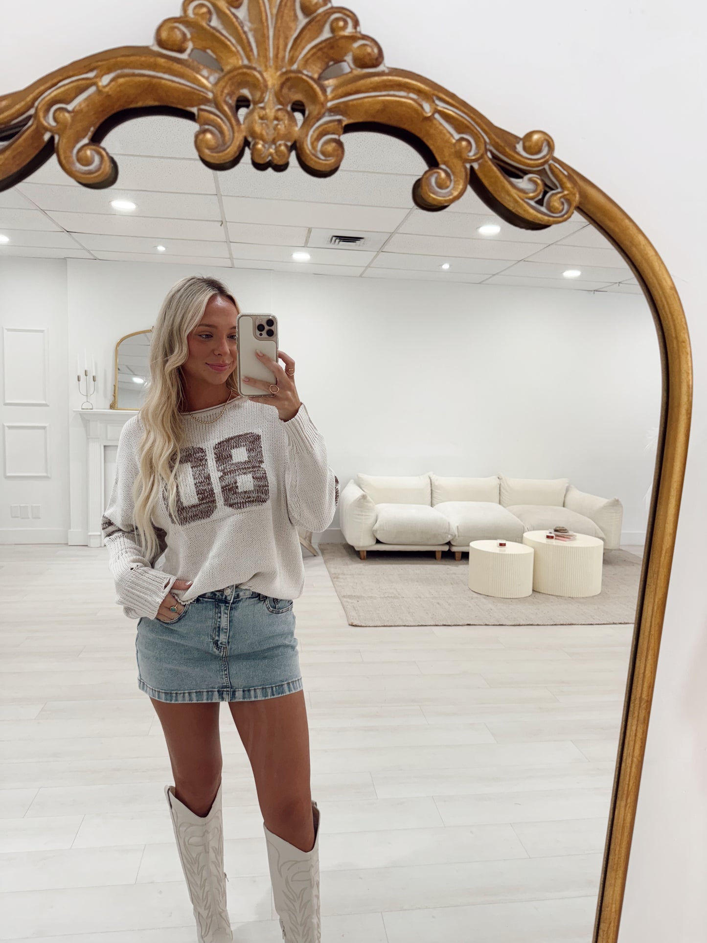 Oatmeal Distressed Sweater Top