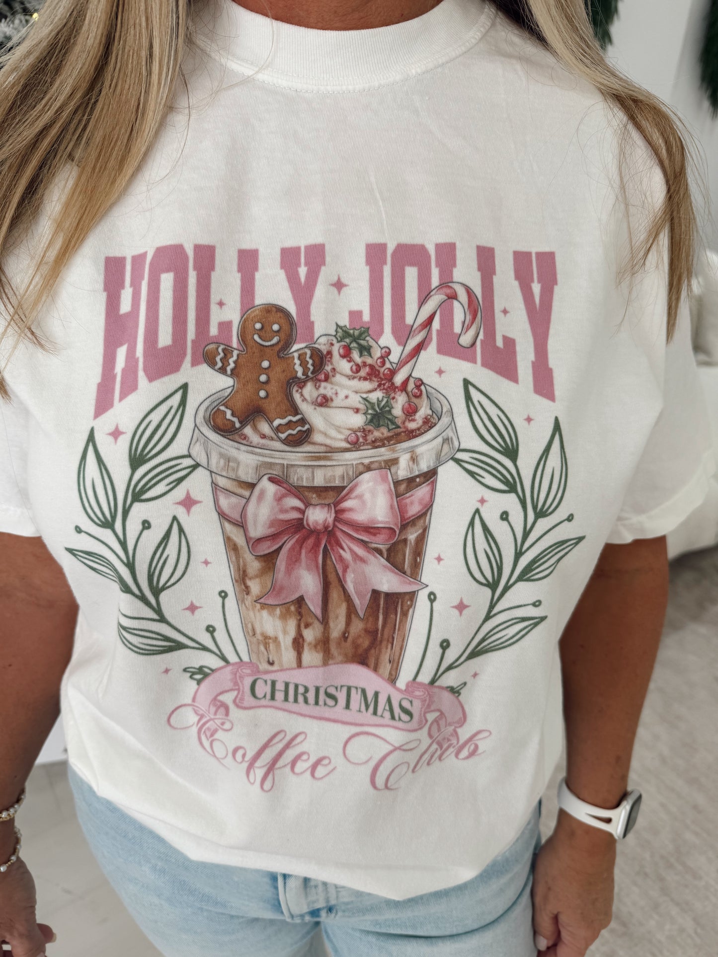 White Holly Jolly Coffee Club T-Shirt