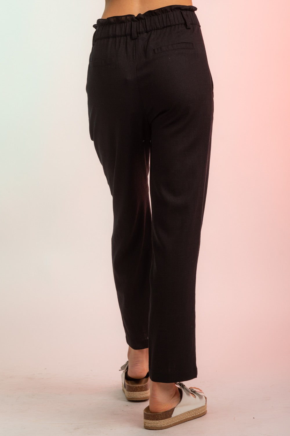 Black High Waisted Linen Pants