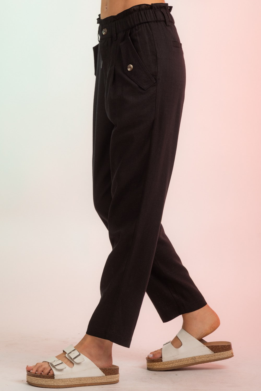 Black High Waisted Linen Pants