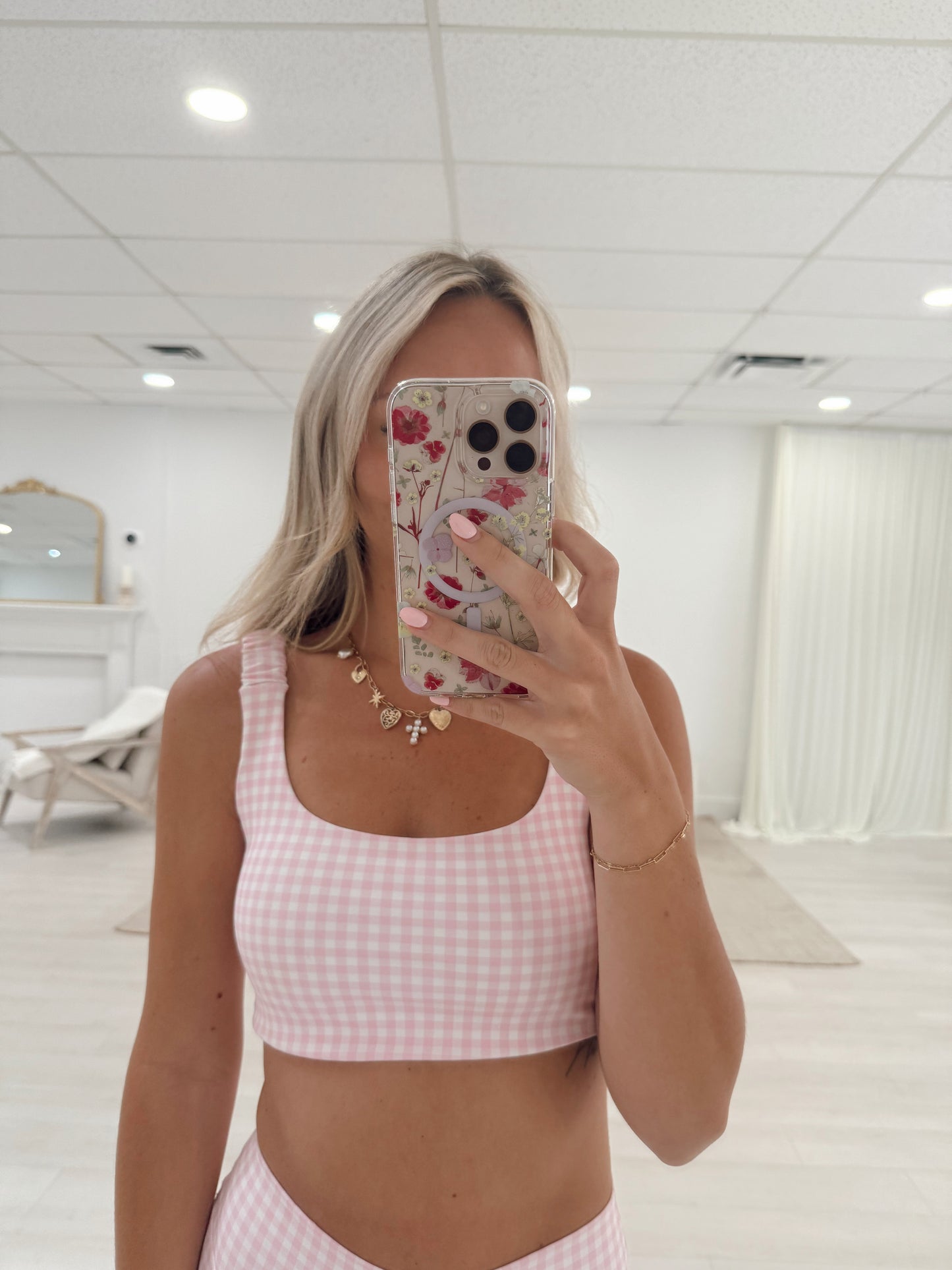 Pink Gingham Bra Top