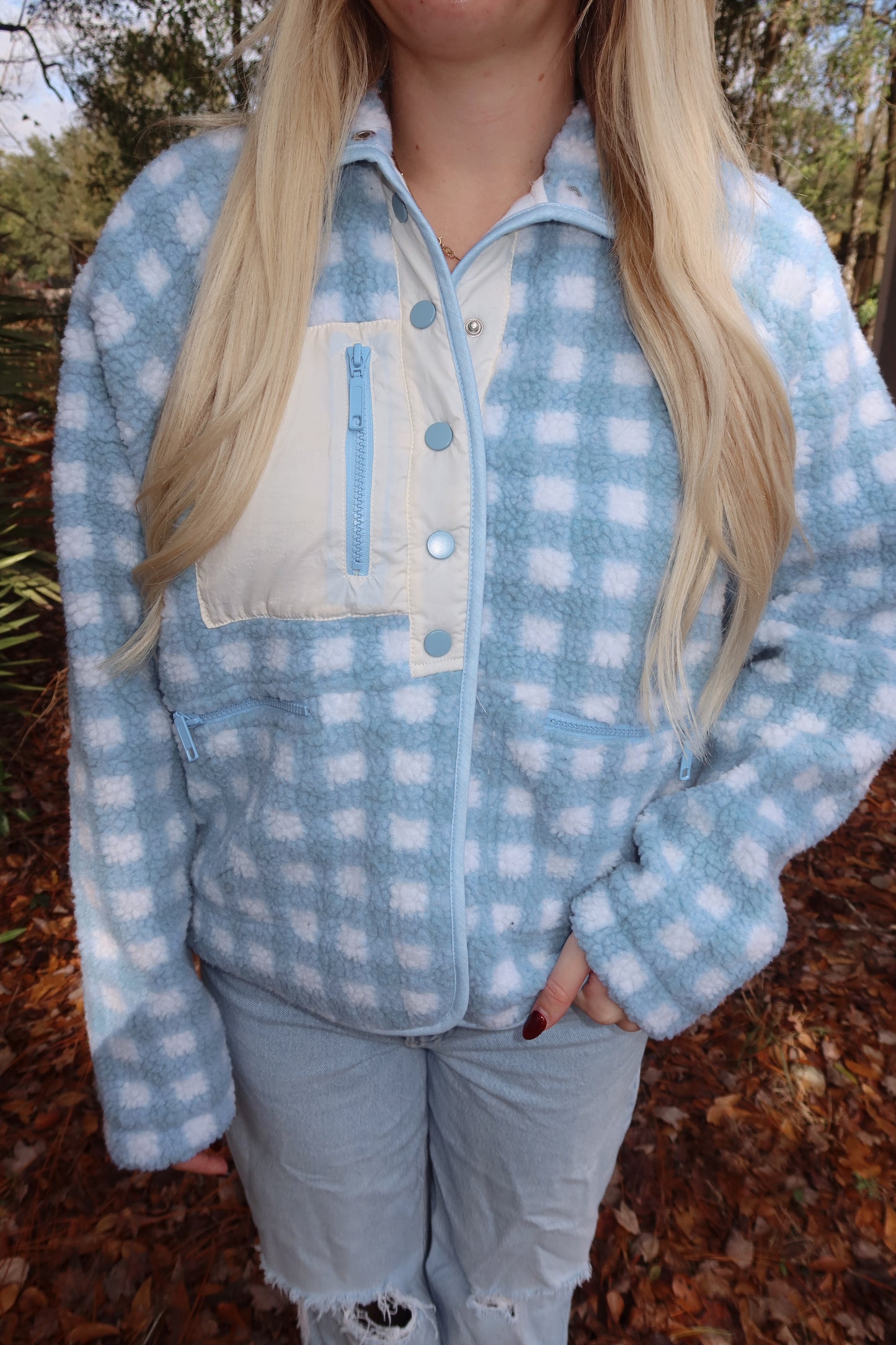 Sky Blue Gingham Grace Jacket