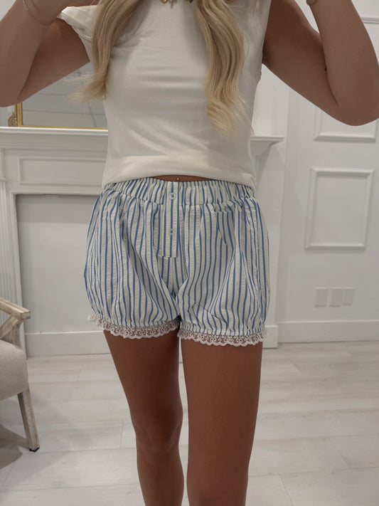 Baby Blue Lace Trim Shorts