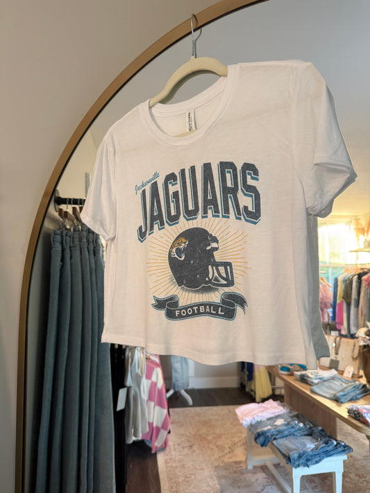 Jags White Cropped Graphic Tee
