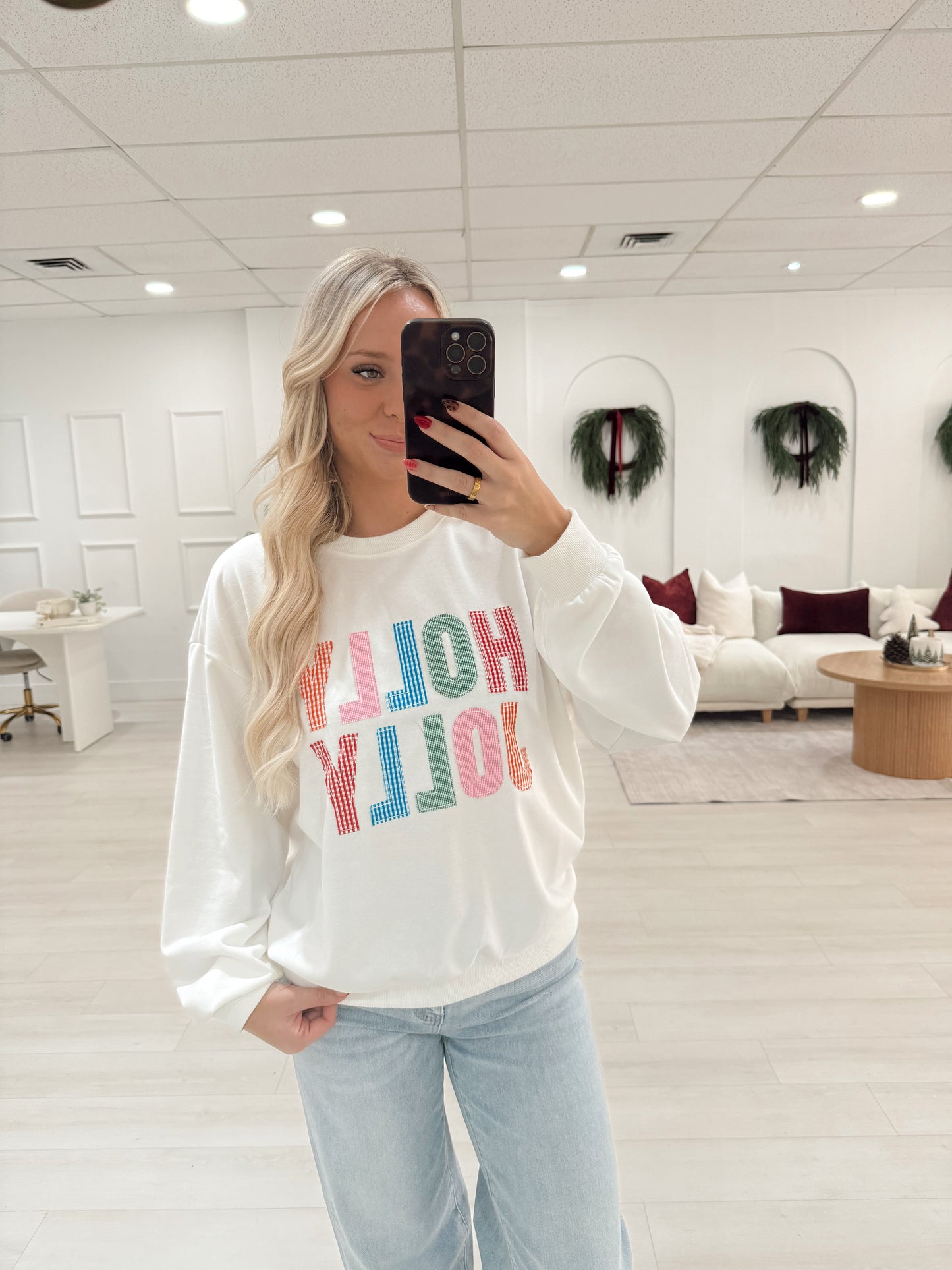 Holly Jolly Patchwork Crewneck