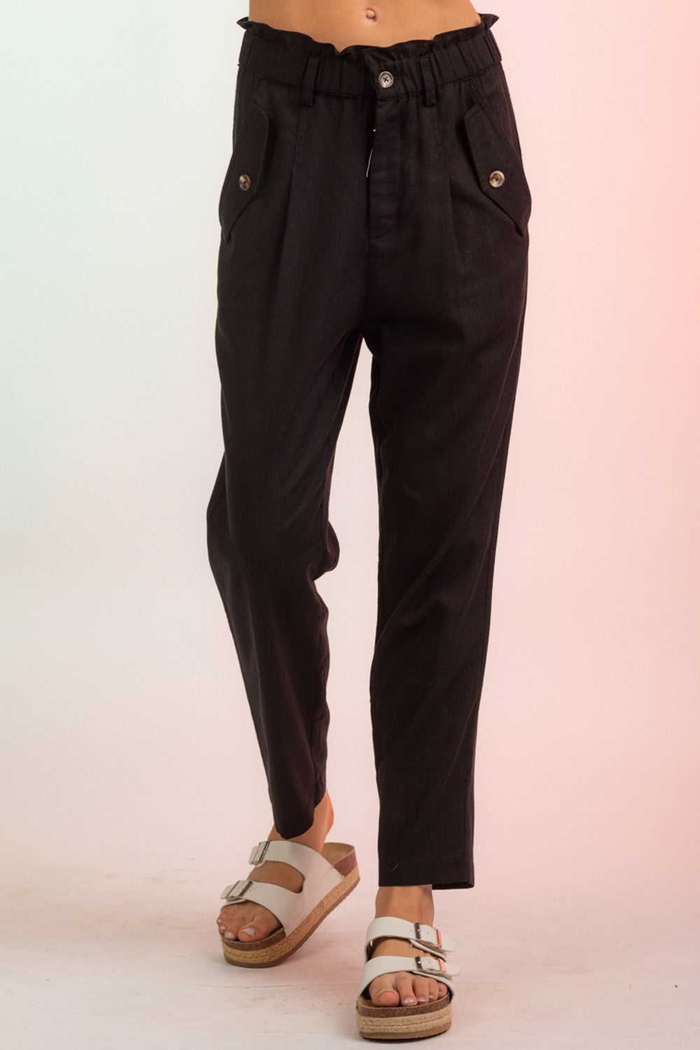 Black High Waisted Linen Pants