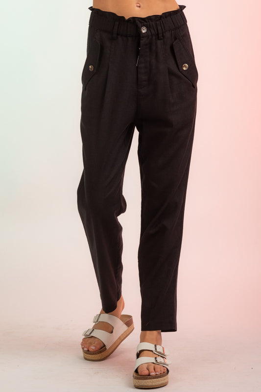 Black High Waisted Linen Pants