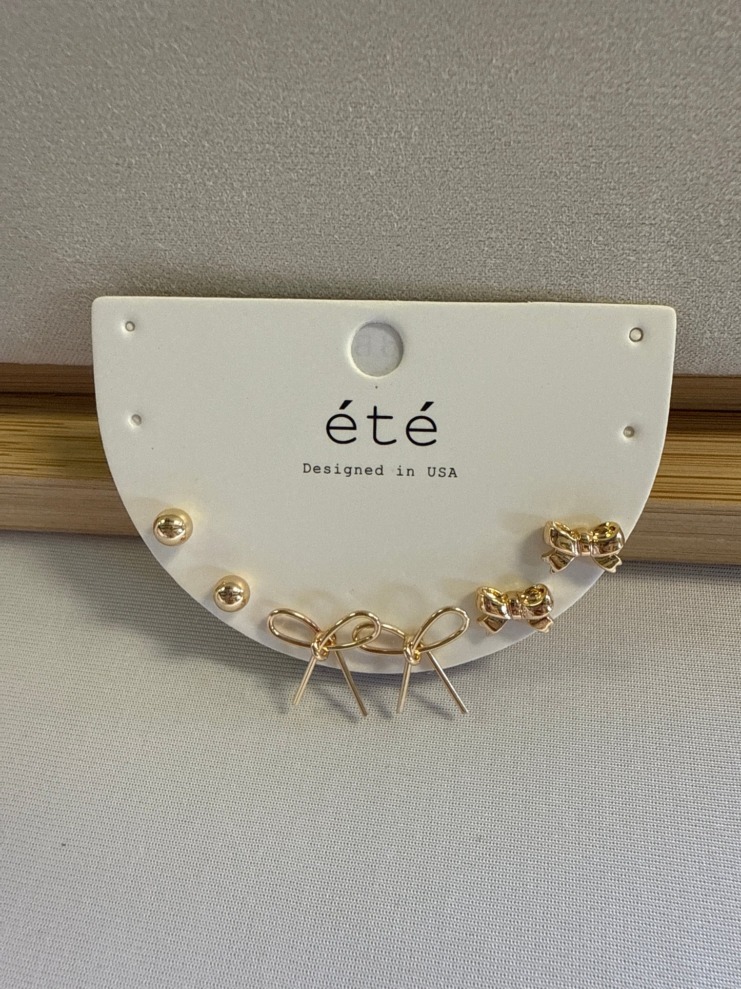 Set of 3 Gold Bow Earrings