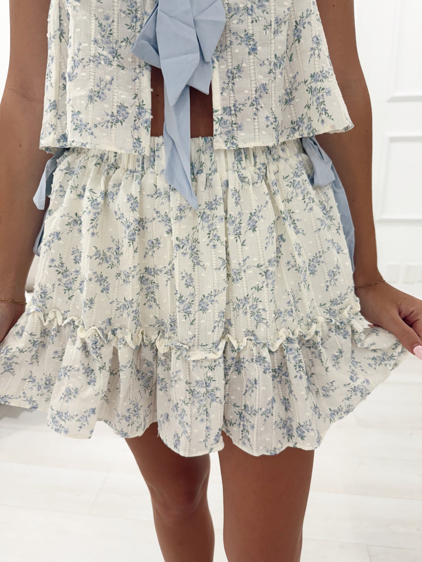 Blue Vintage Petals Skirt