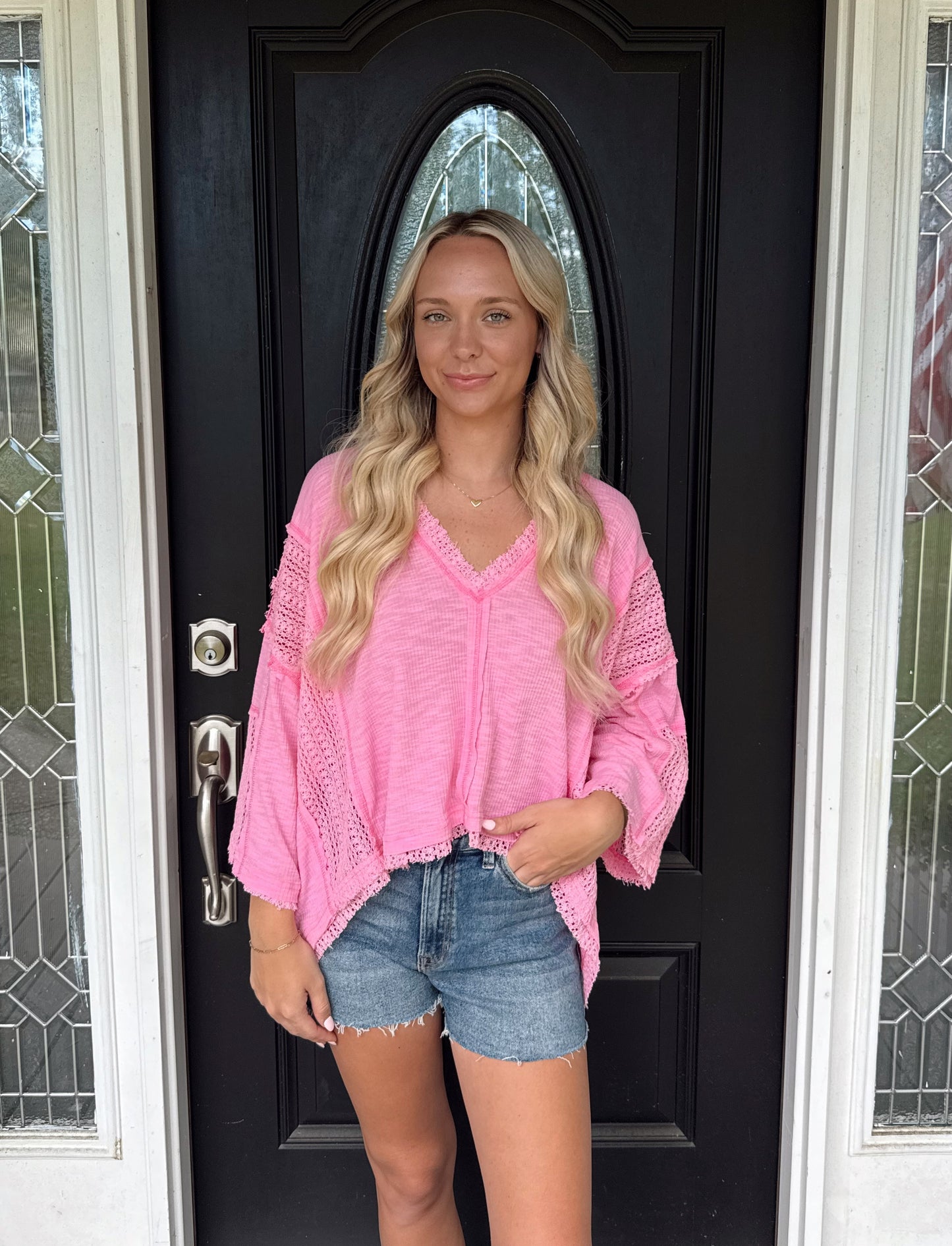 Candy Pink Lace Top