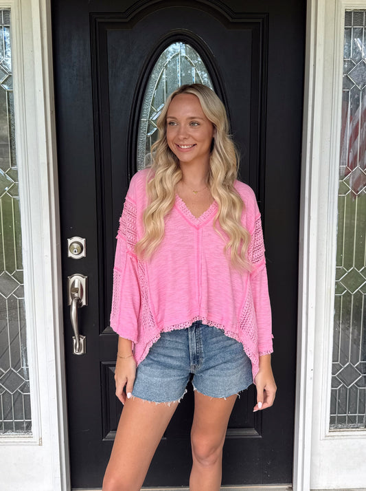 Candy Pink Lace Top