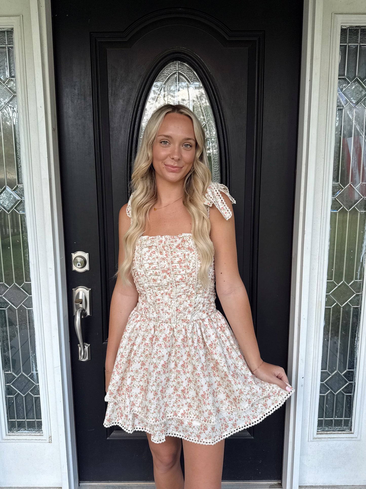 Coral Floral Corset Dress