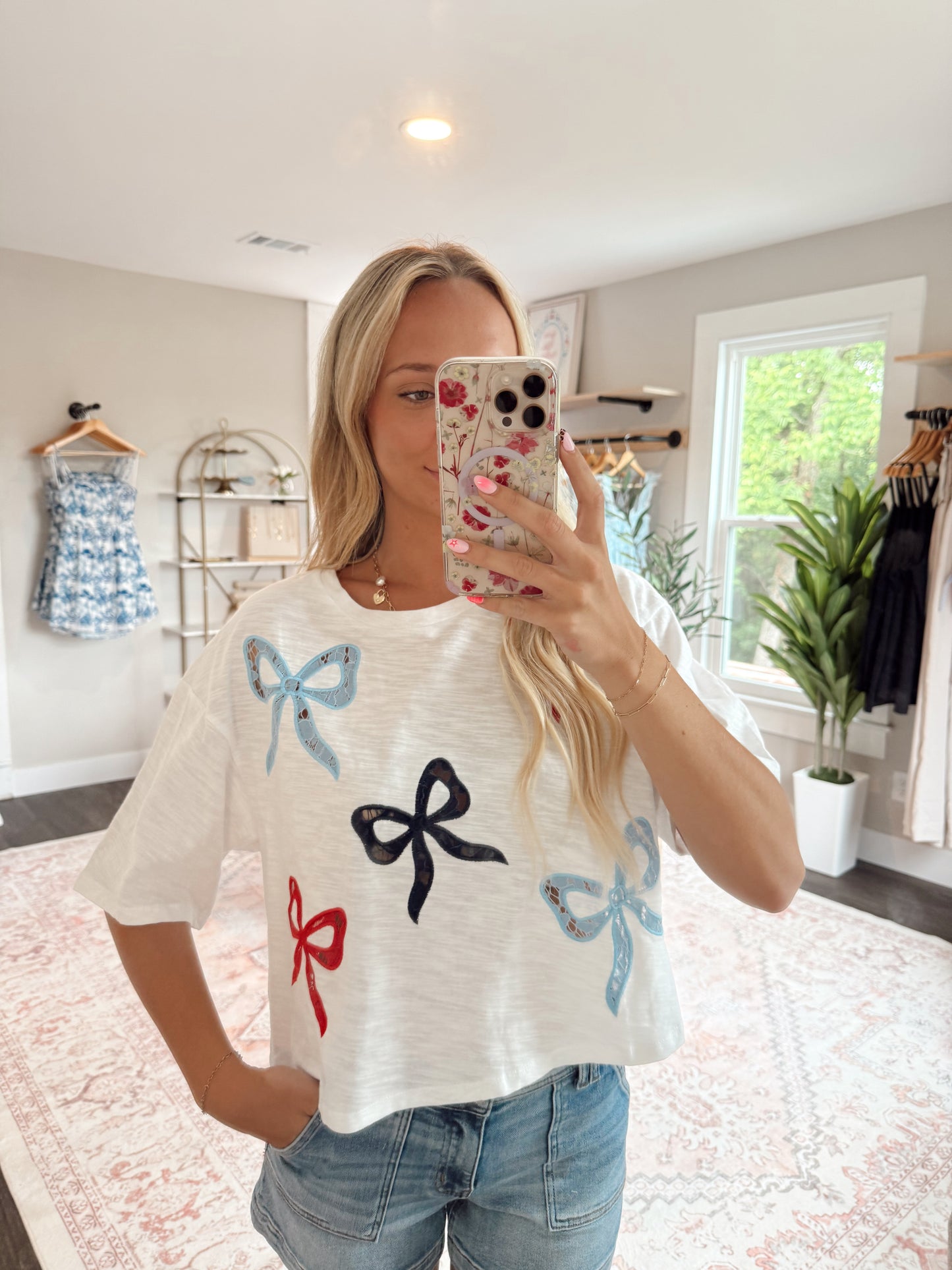 Red, White & Bows Tee