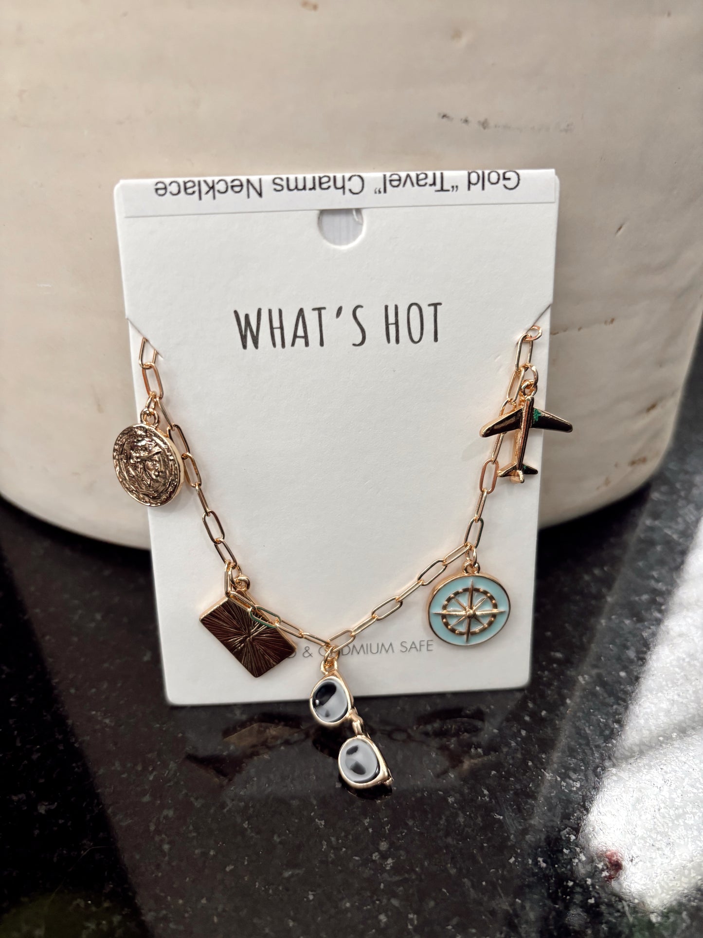 Gold “Travel” Charms Necklace