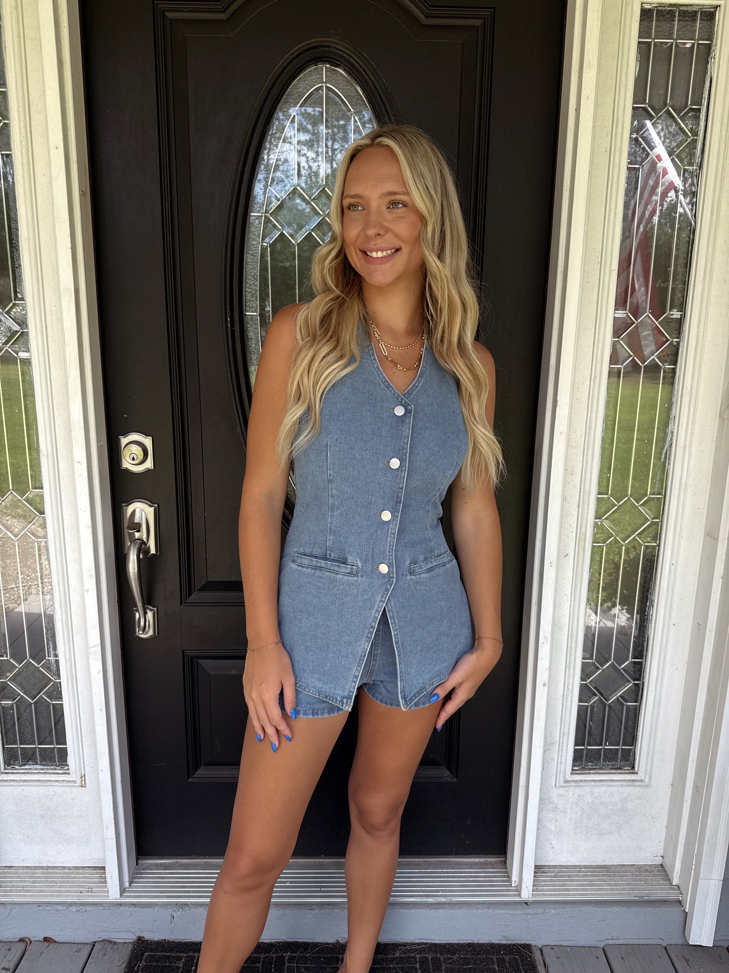 Denim Vest Romper