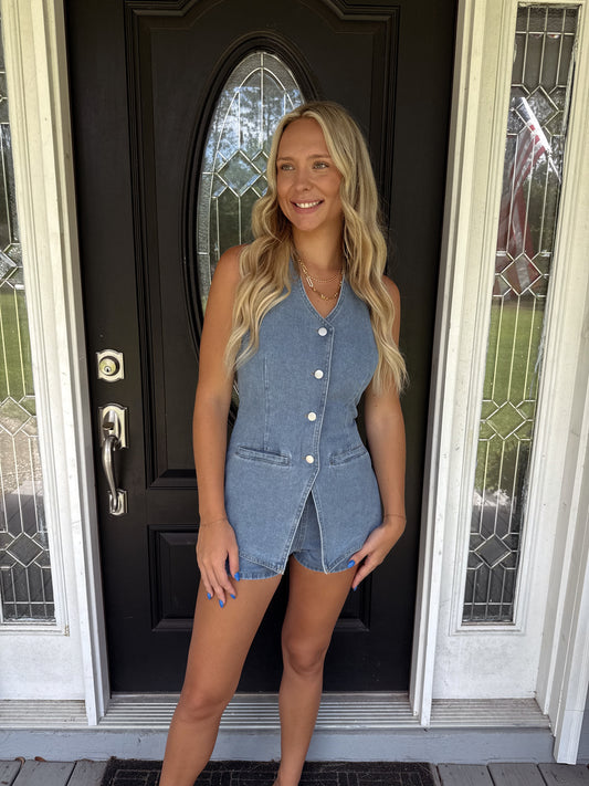 Denim Vest Romper