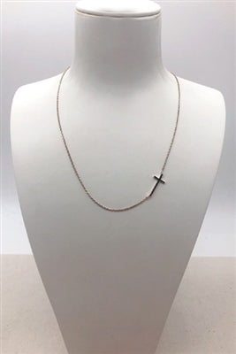 Gold Sideways Cross Necklace