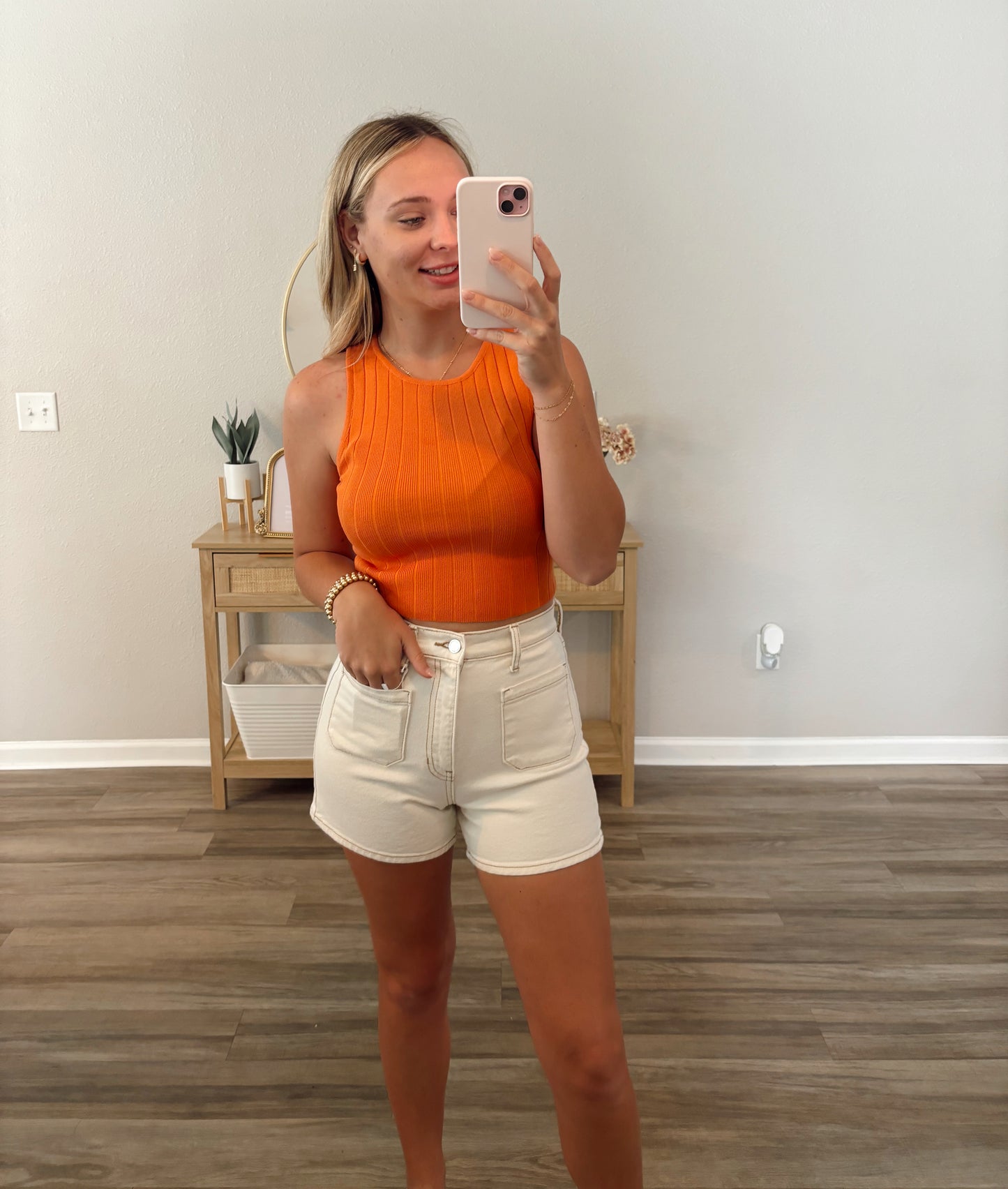 White Patch Pocket Shorts