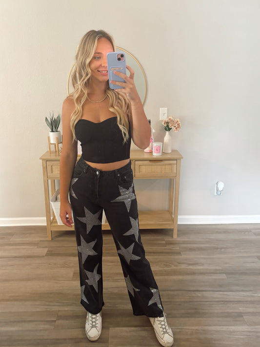 Rhinestone Star Denim Jeans