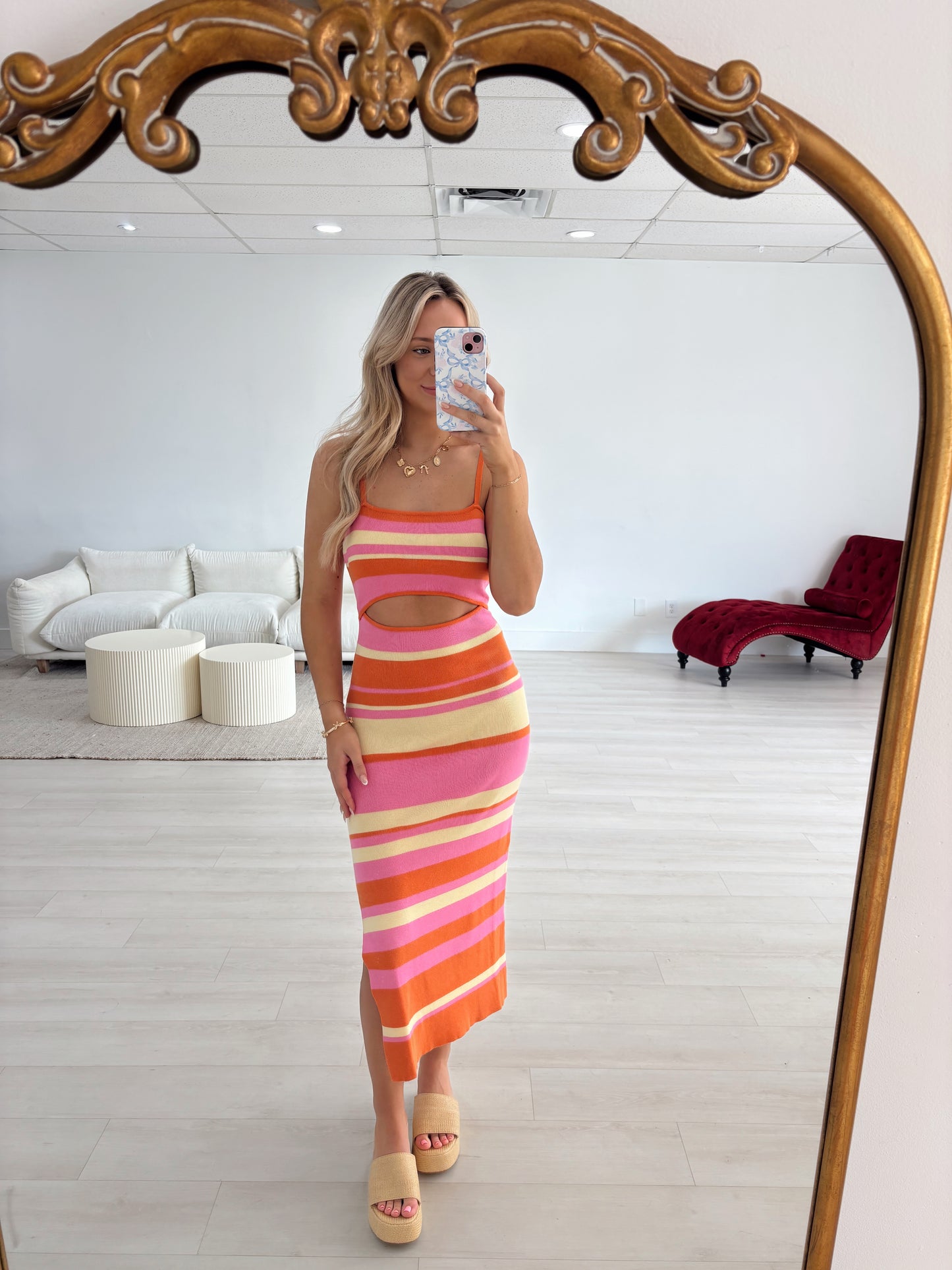 Sunset Stripes Midi Dress
