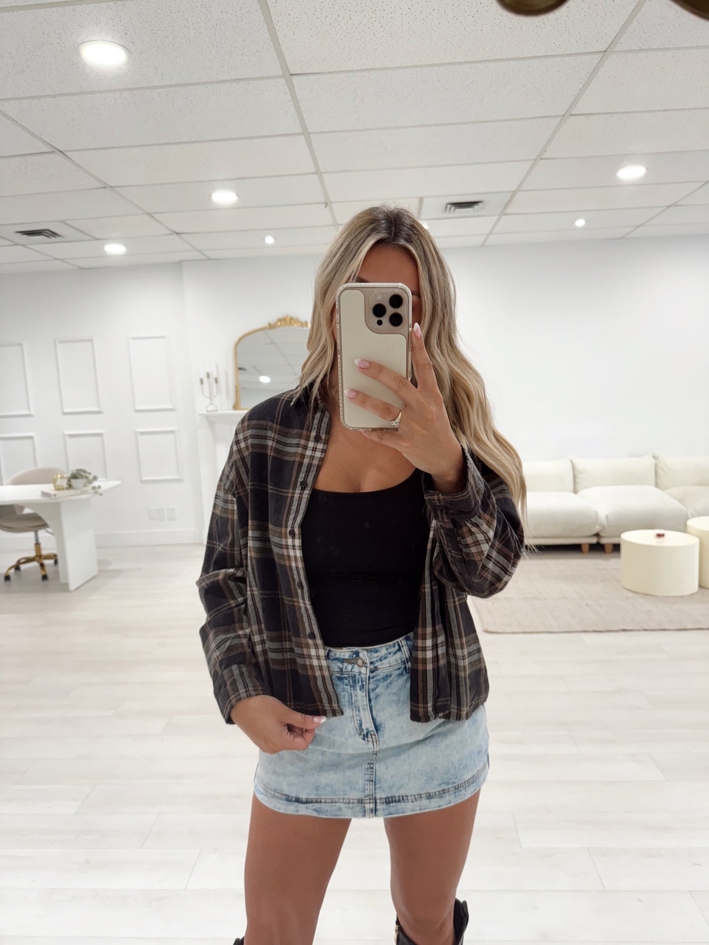 Black Plaid Long Sleeve Flannel