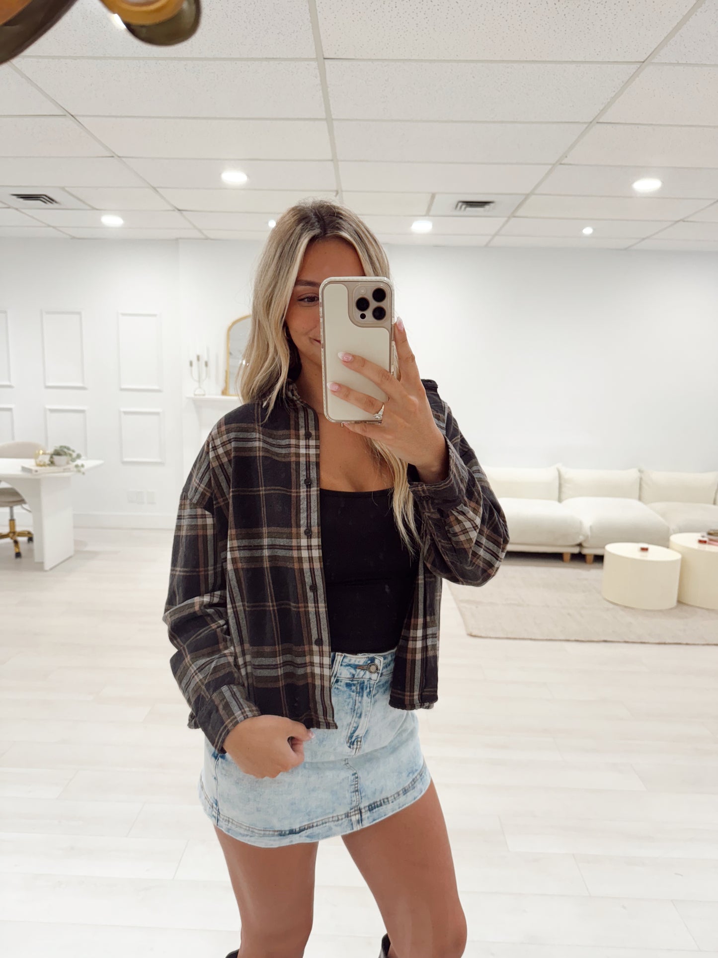 Black Plaid Long Sleeve Flannel
