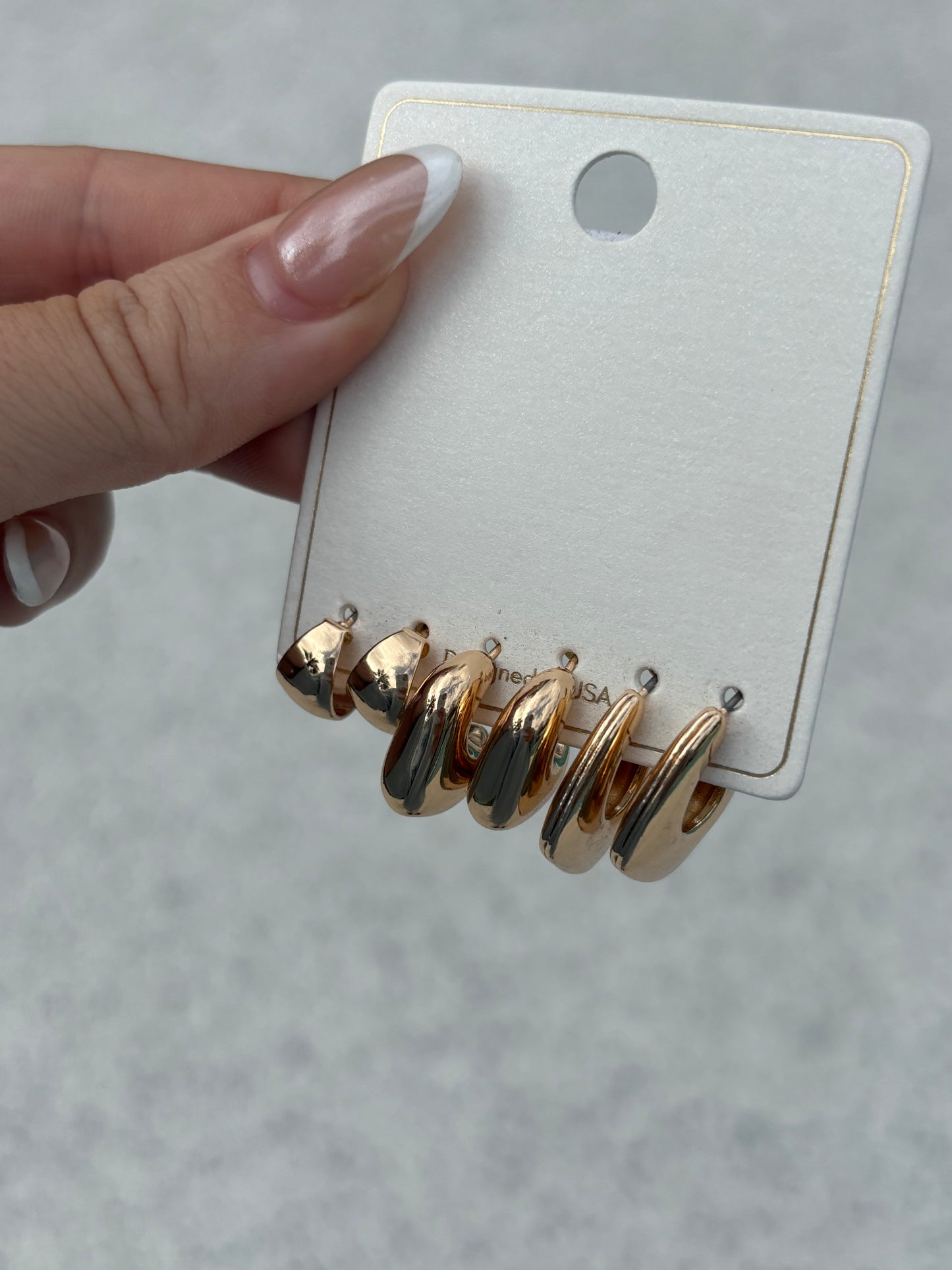 Set of Three Geometric Hoop Earrings