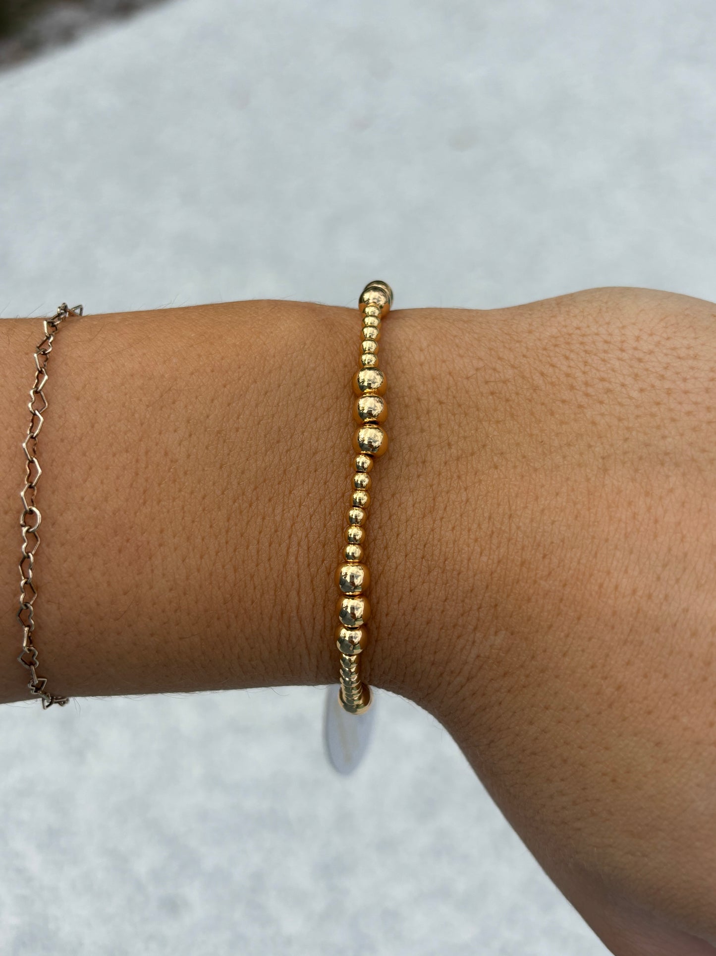 18K Gold Beaded WATERPROOF NON TARNISH Bracelet (3mm & 5mm)