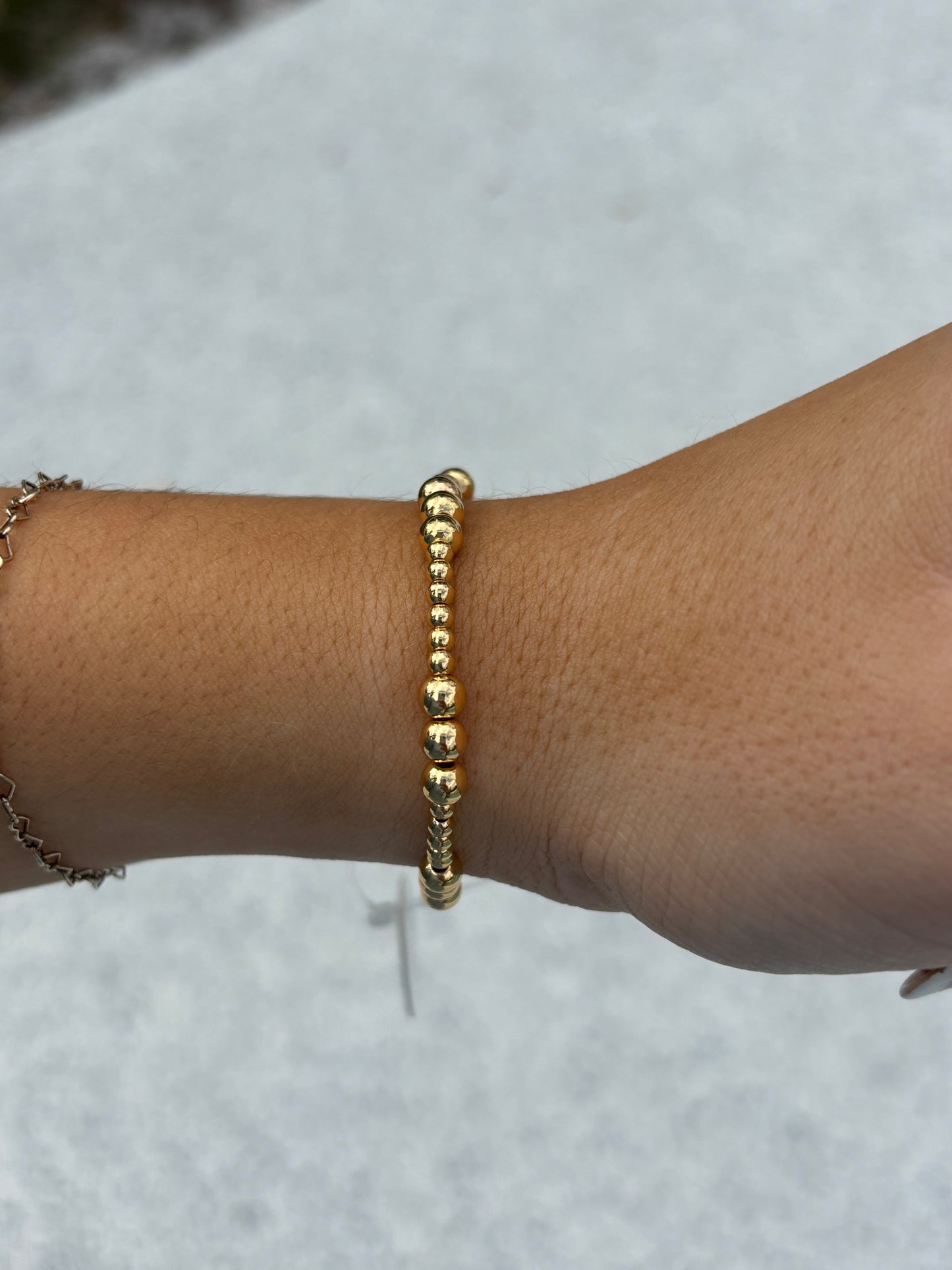 18K Gold Beaded WATERPROOF NON TARNISH Bracelet (3mm & 5mm)