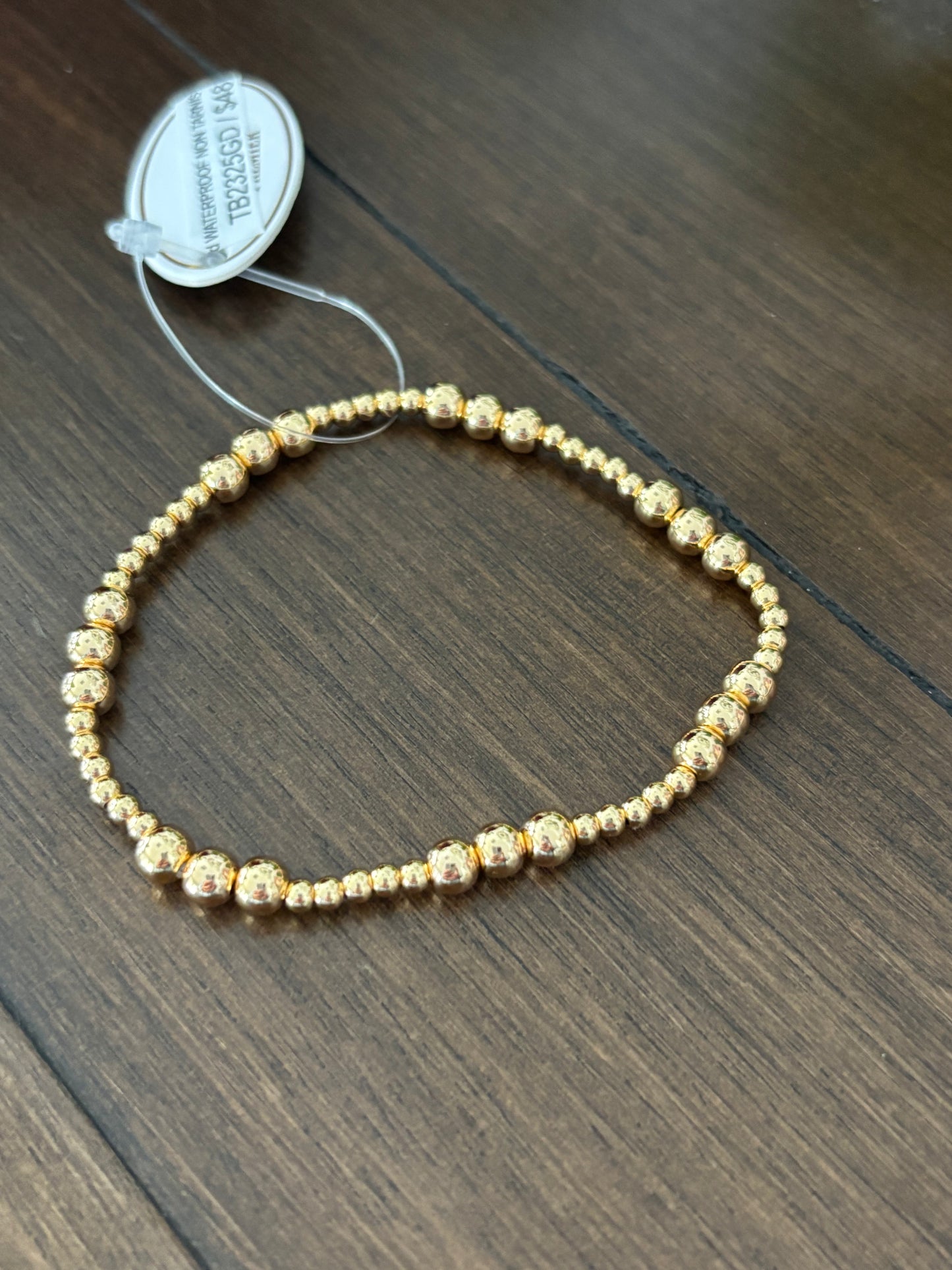 18K Gold Beaded WATERPROOF NON TARNISH Bracelet (3mm & 5mm)
