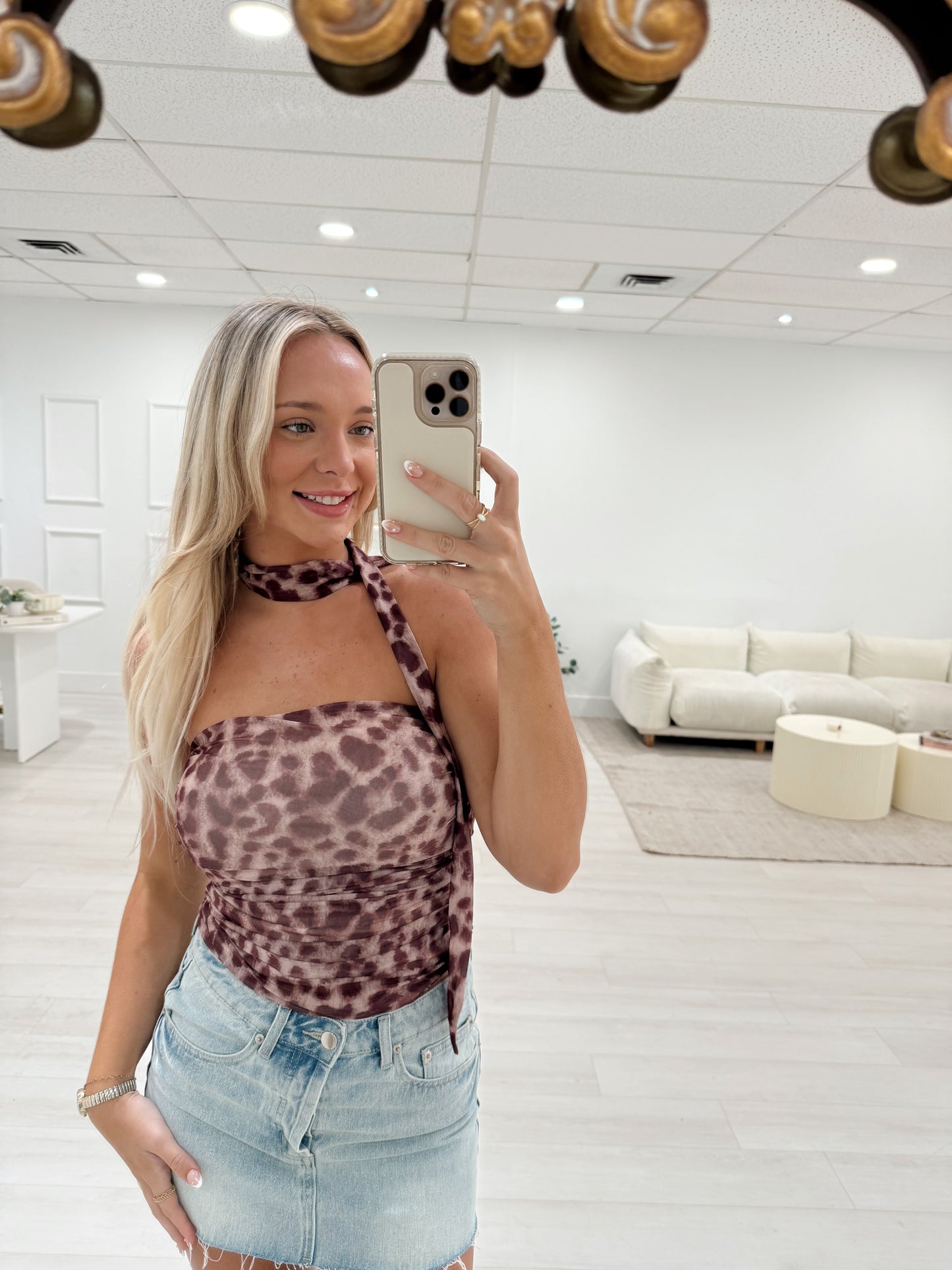 Leopard Scarf Tube Top