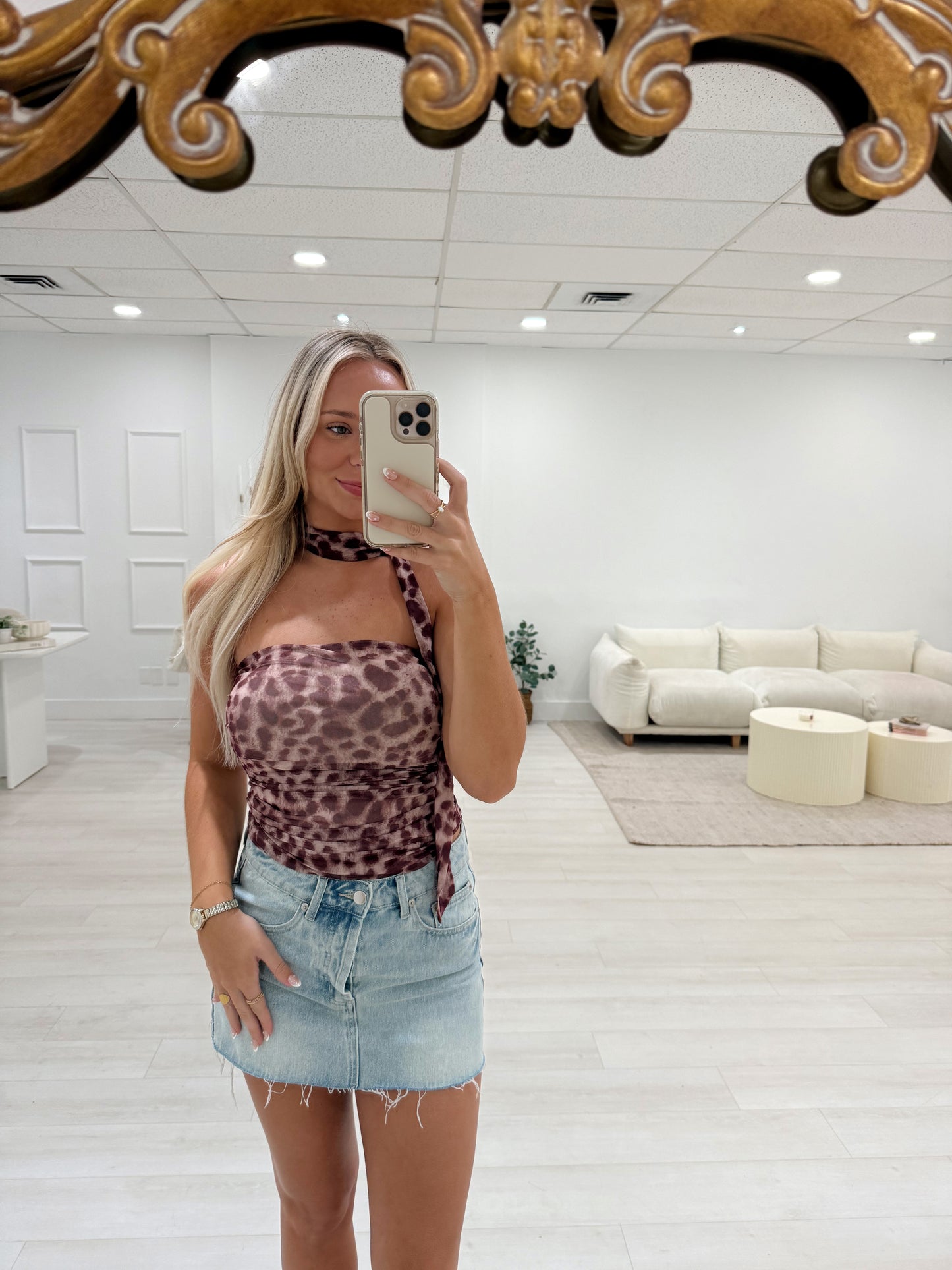 Leopard Scarf Tube Top