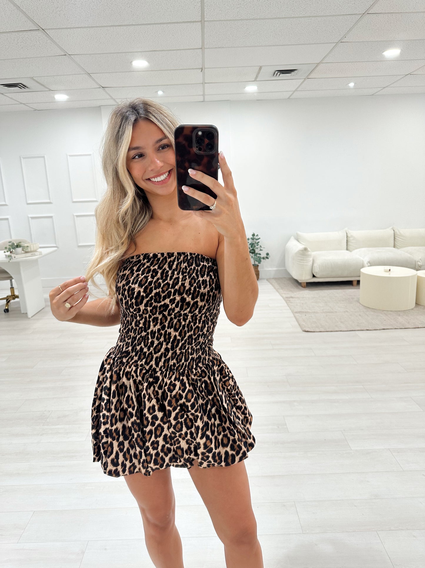 Leopard Mocked Bubble Dress
