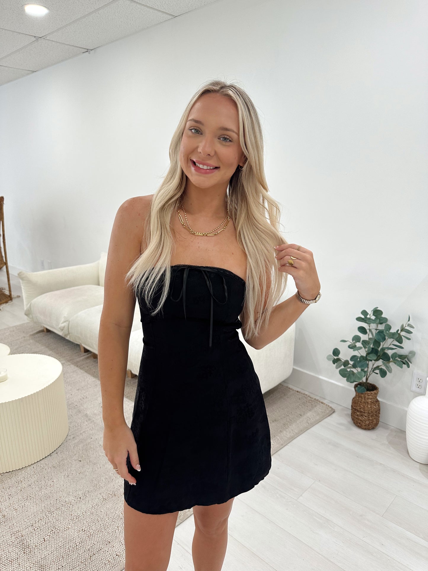 Black Satin Mini Dress