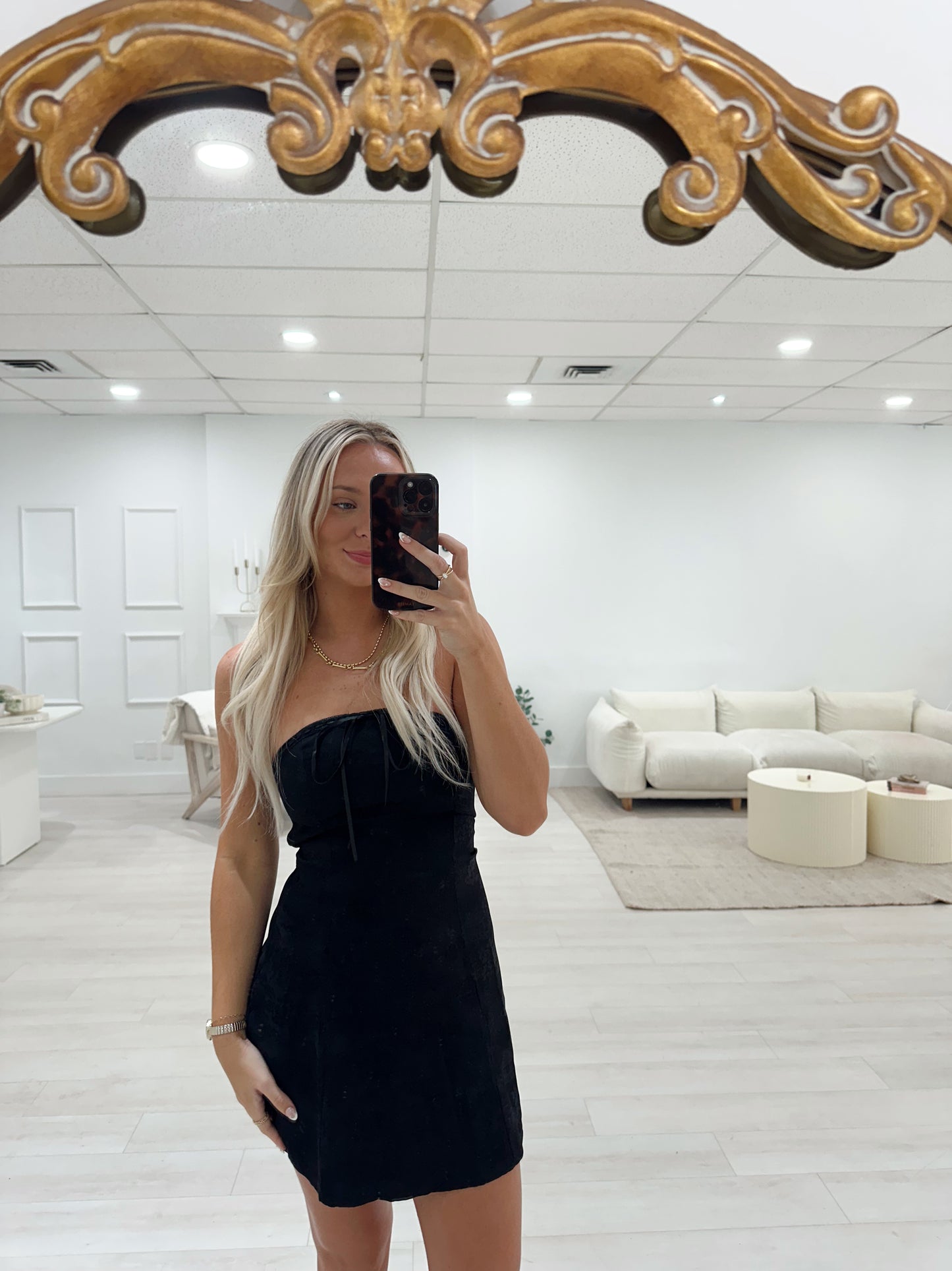 Black Satin Mini Dress
