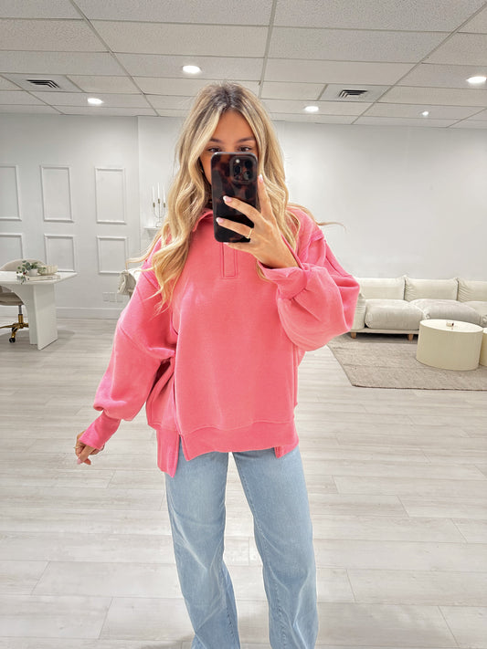 Pink Mineral Washed Pullover