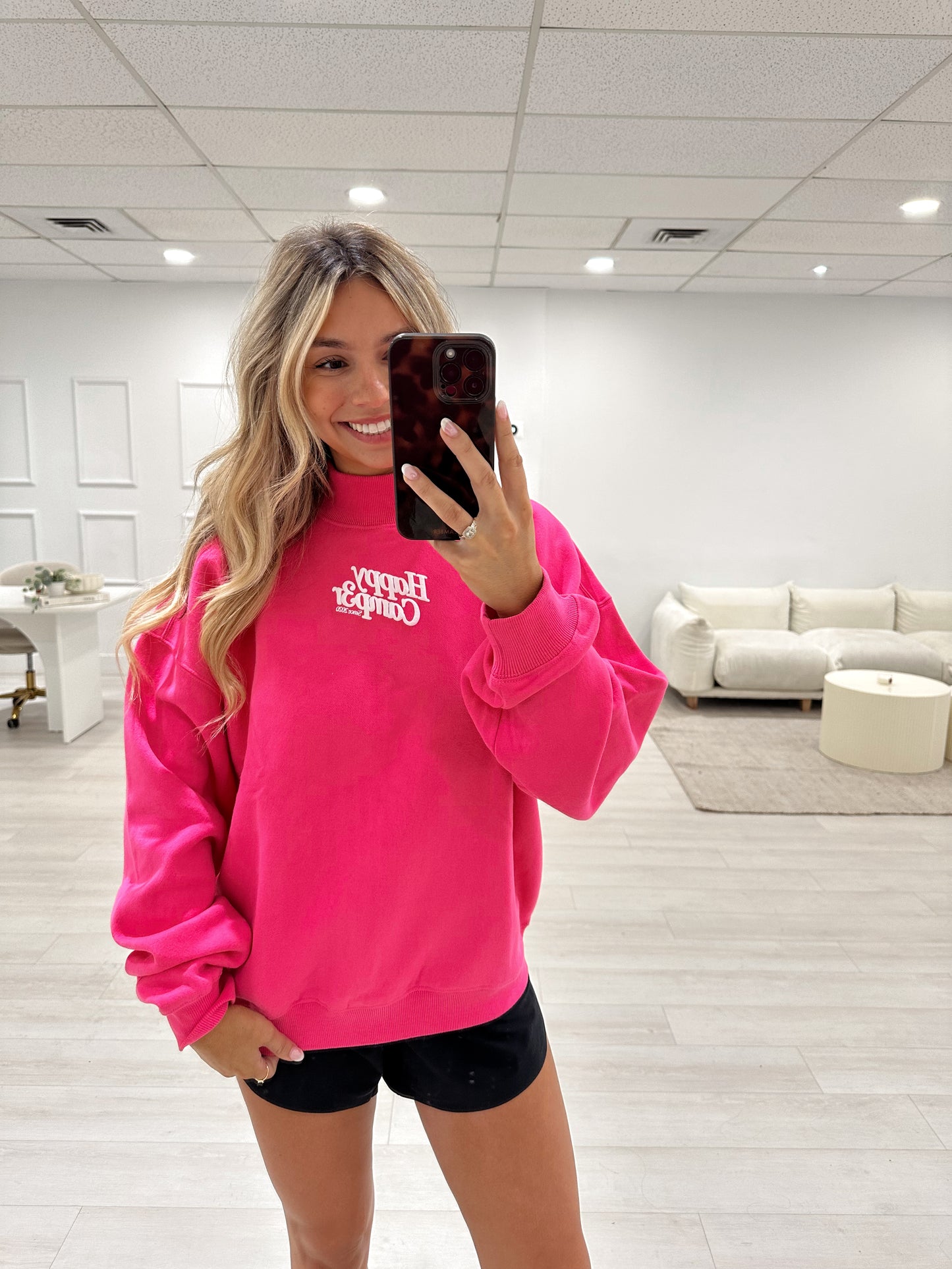 Hot Pink Happy Camp3r Mockneck