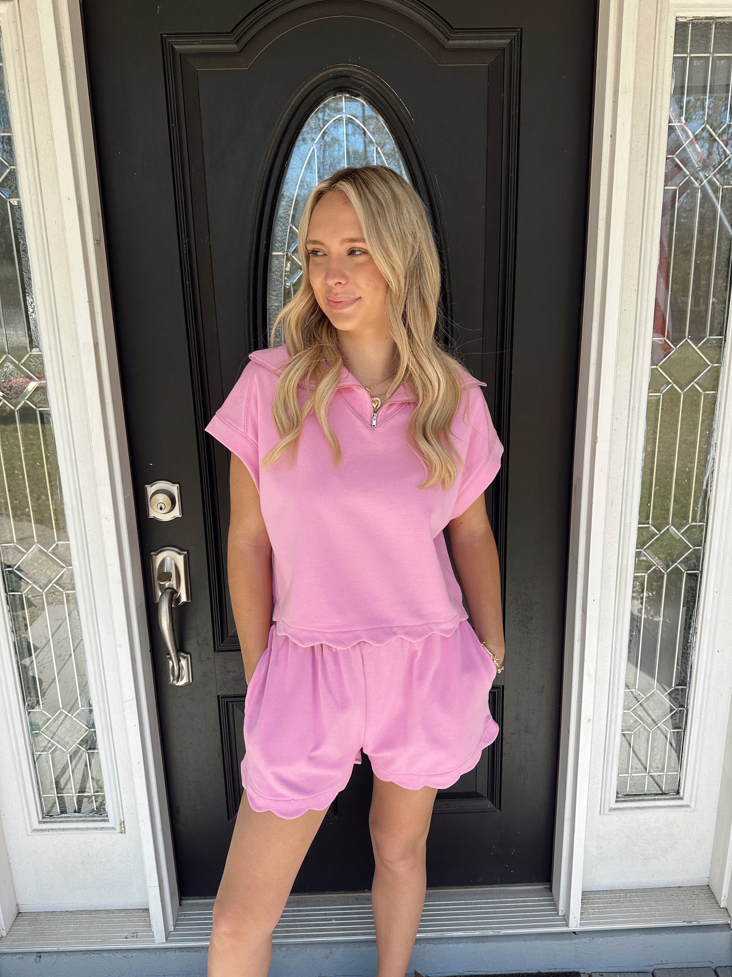 Scalloped Blush Short Set