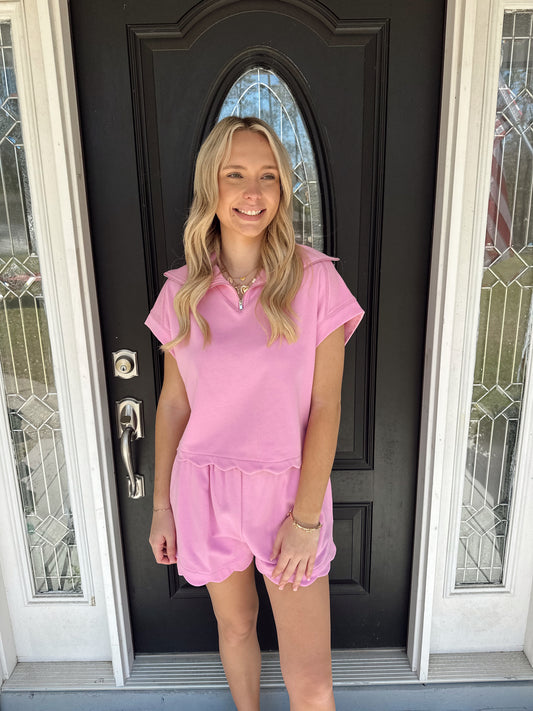Scalloped Blush Short Set