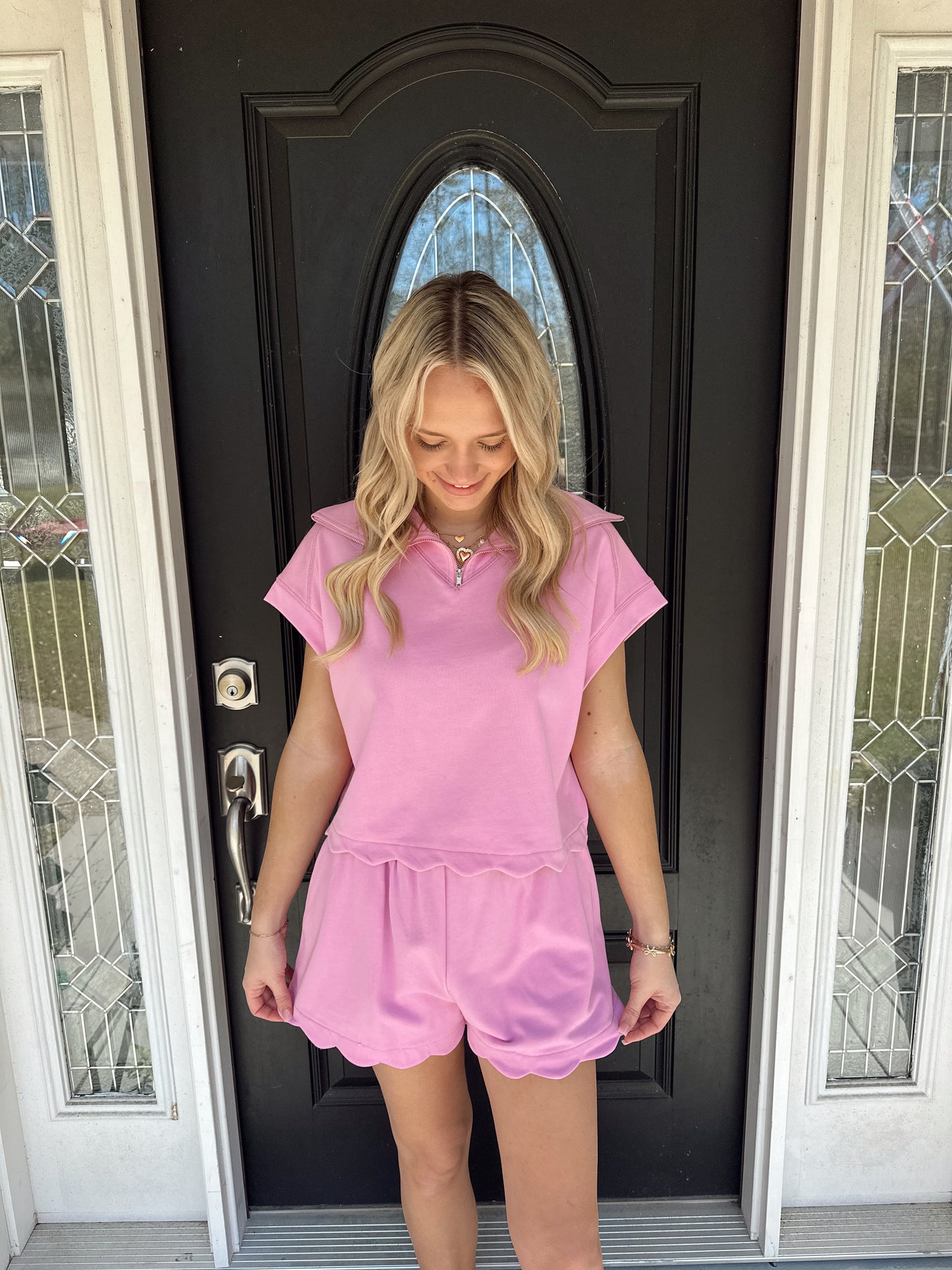 Scalloped Blush Short Set