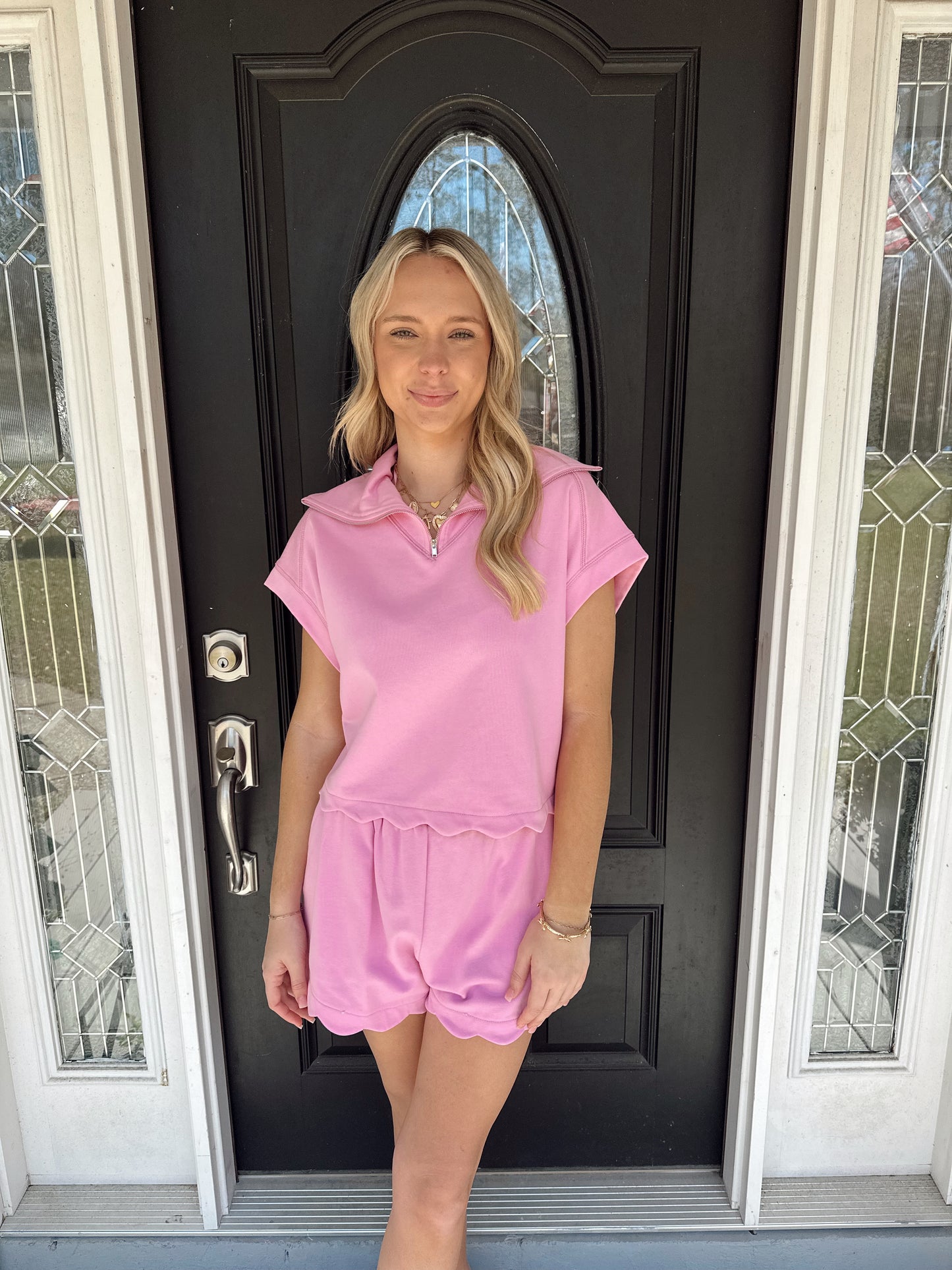 Scalloped Blush Short Set