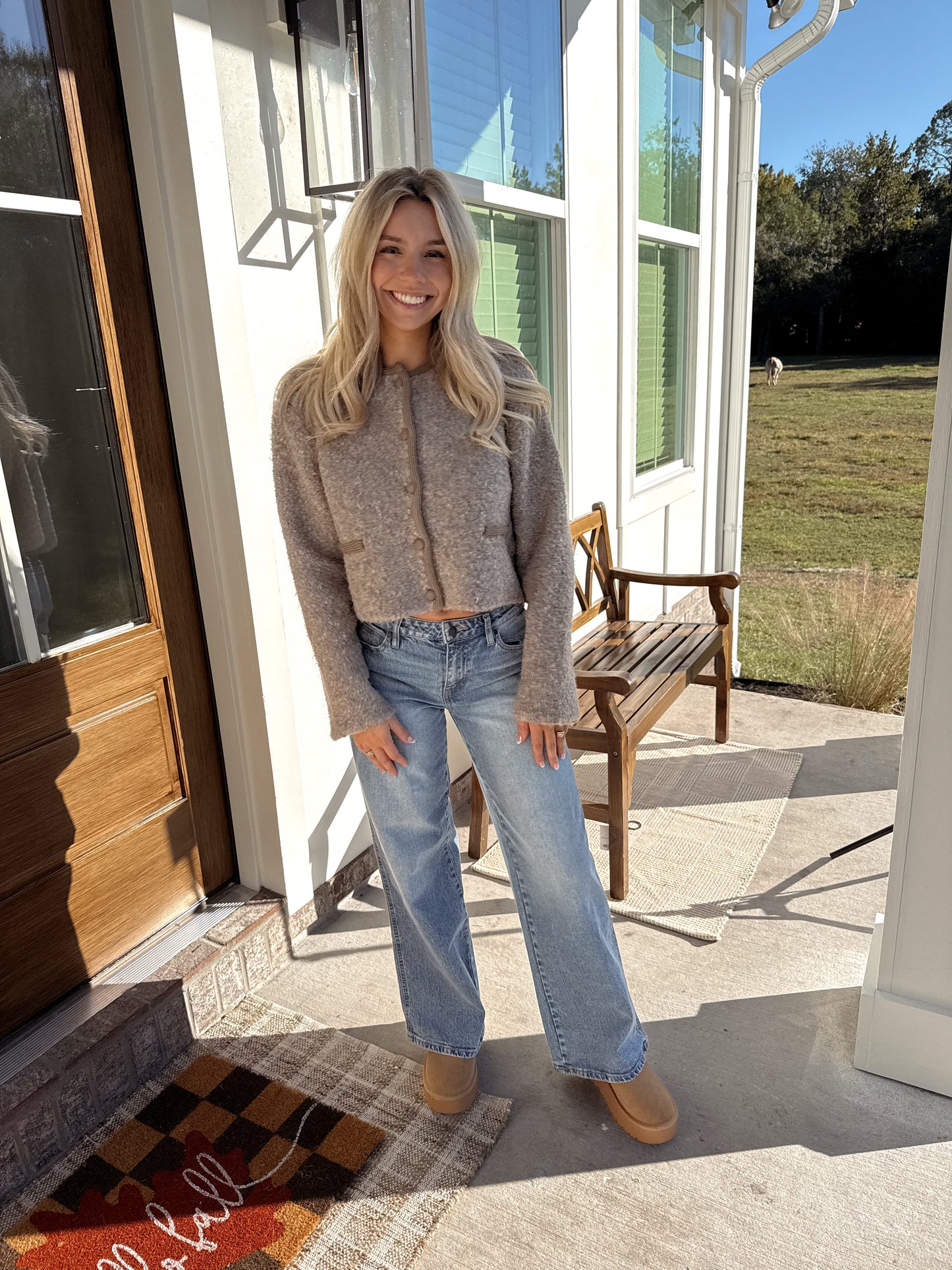 Mocha Fuzzy Knit Jacket