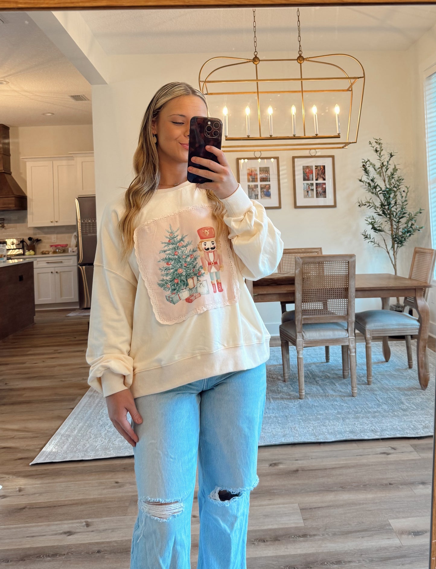 Nutcracker Patchwork Christmas Crewneck