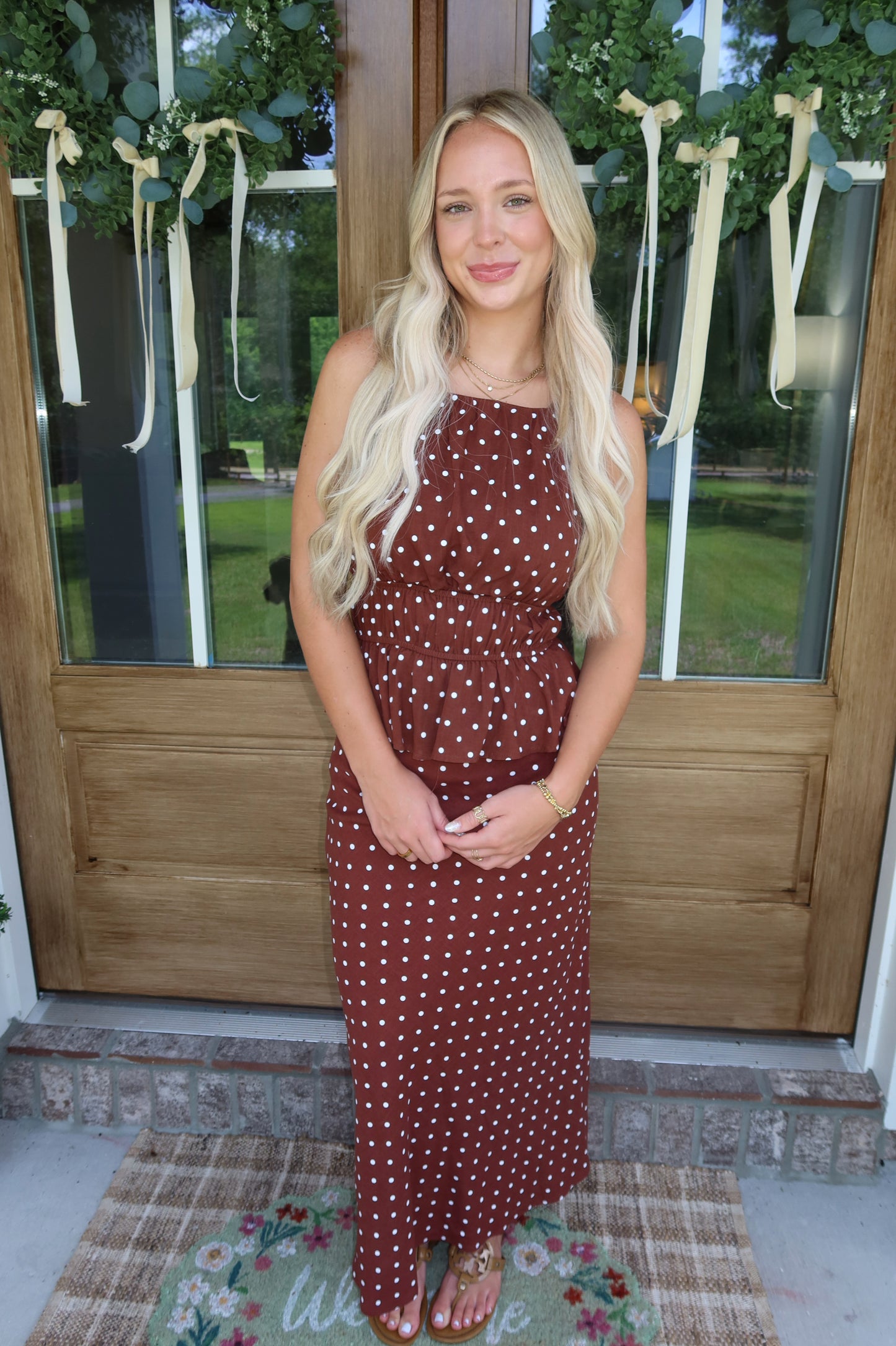 Brown Polka Dot Halter Top