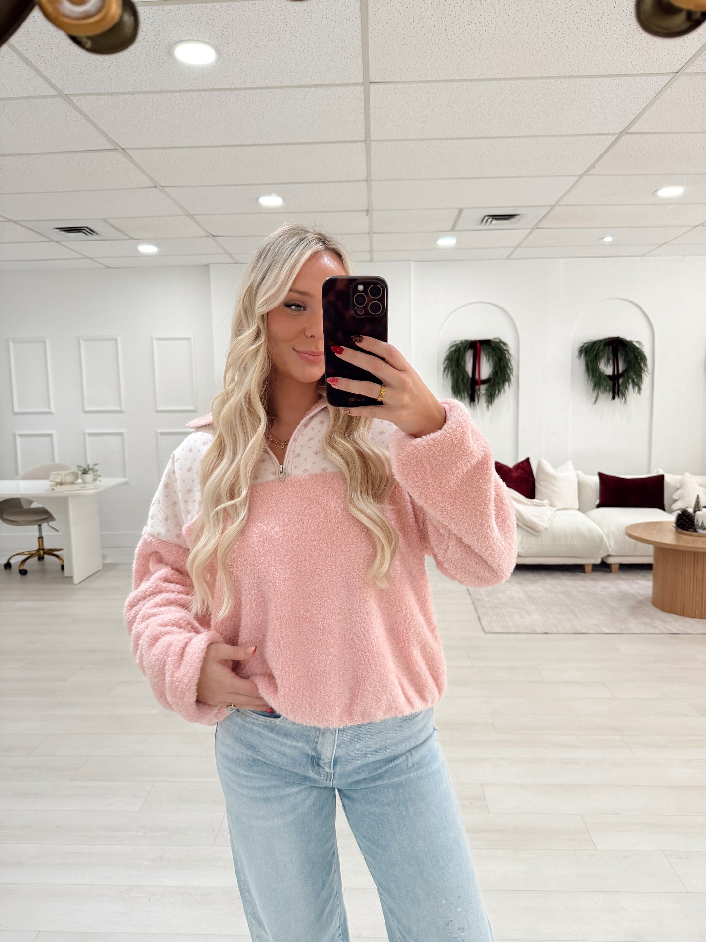 Pink Garden Confetti Pullover