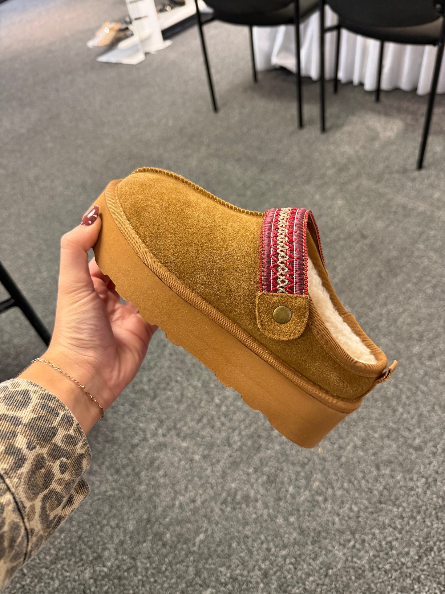 Cozy Chestnut Slip Ons