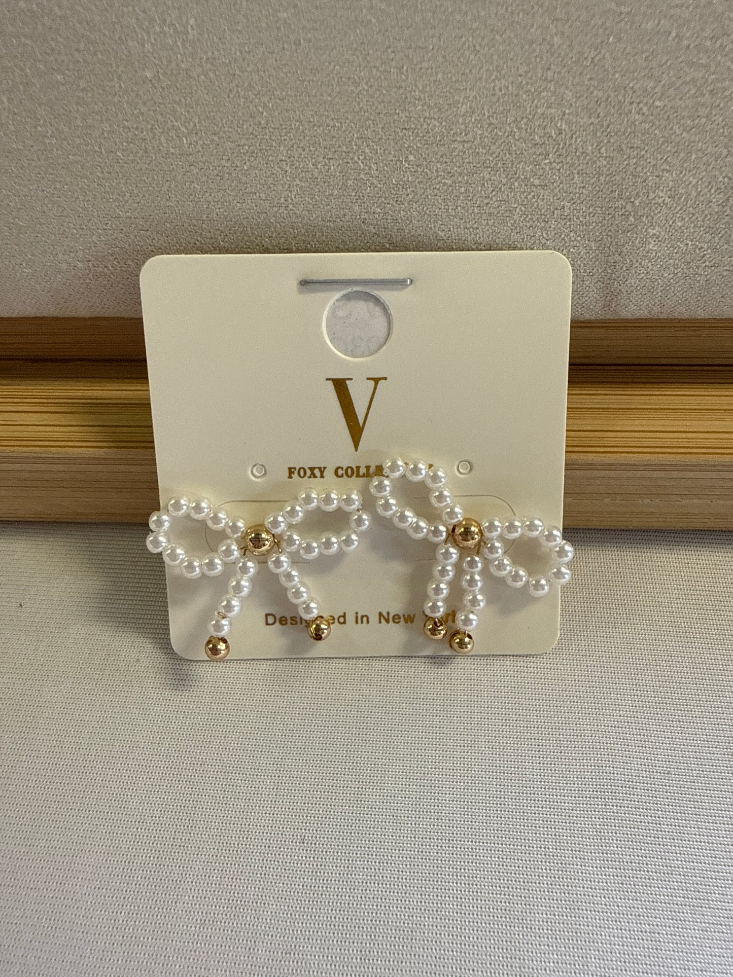 Pearl Bow Stud Earrings